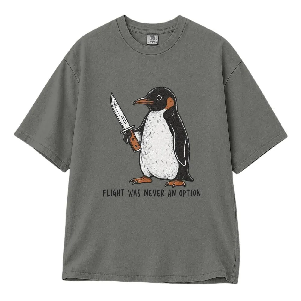 Penguin Flight Was Never an Option Shirt, Funny Dark Humor Gift, Retro Graphic Tee, Hoodie, Sweatshirt - 1