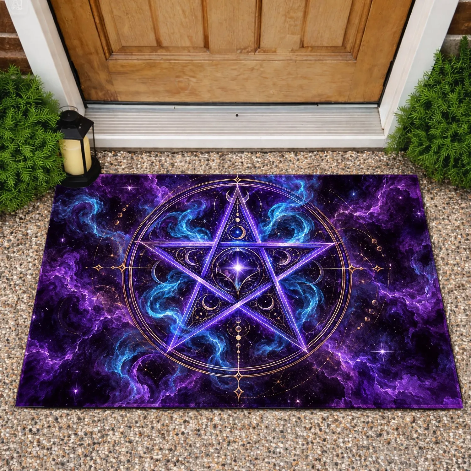 Mystic Purple Pentagram for Gothic Home Decor and Occult-Inspired Living Spaces Doormat - 1