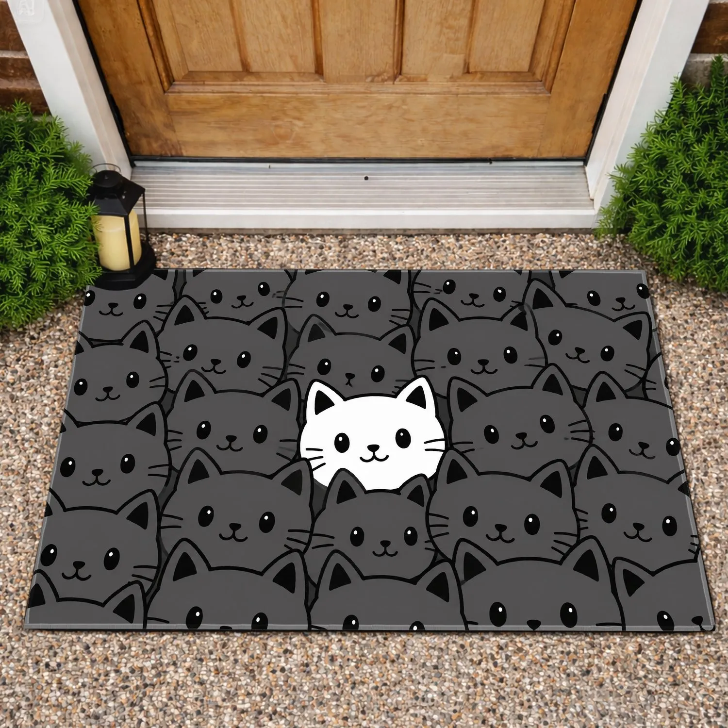 Black And White Cat Faces For Cozy Pet-Loving Homes And Playful Everyday Spaces Doormat - 1