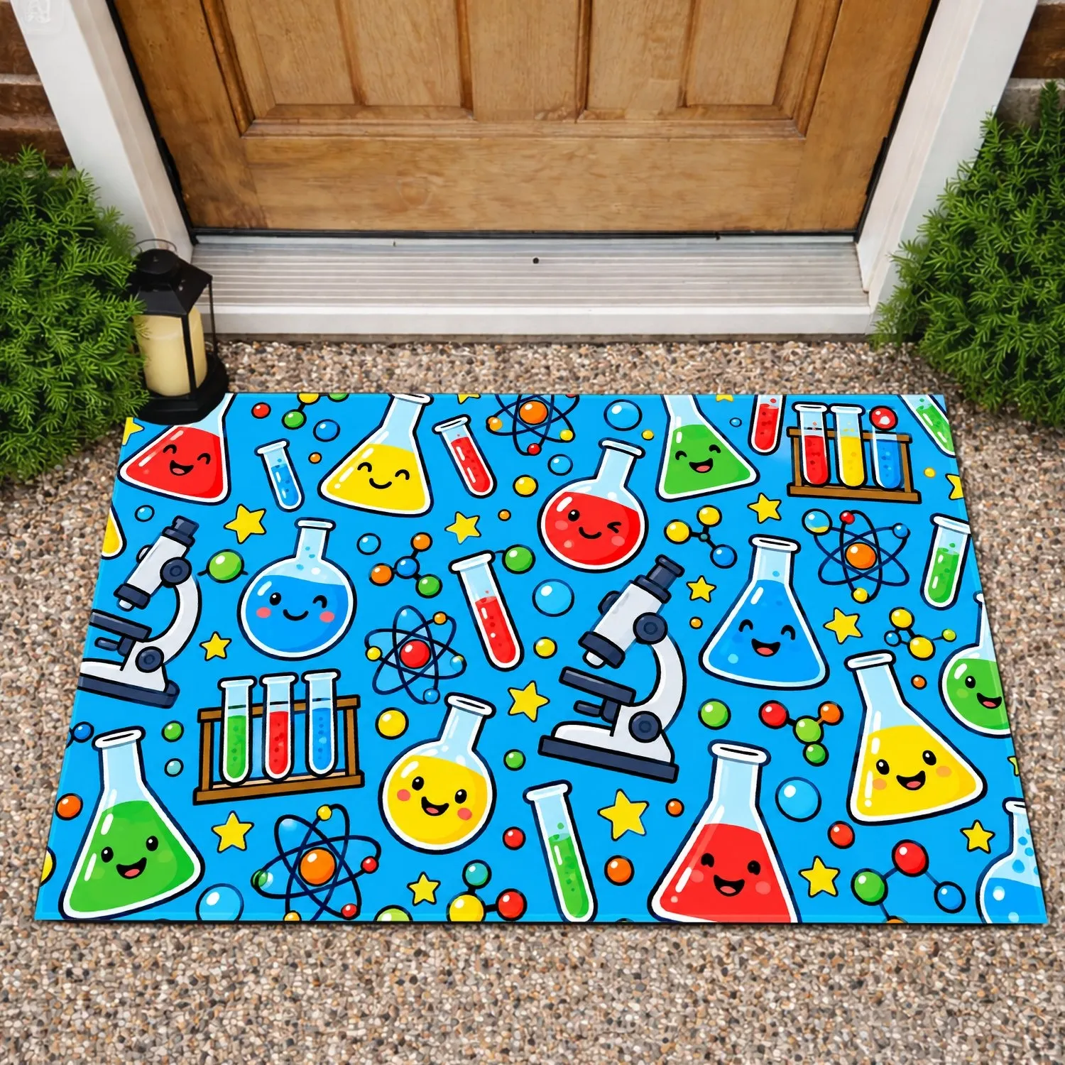 Cartoon Science Lab Glassware for Curious Kids and Playful Learning Spaces Doormat - 1