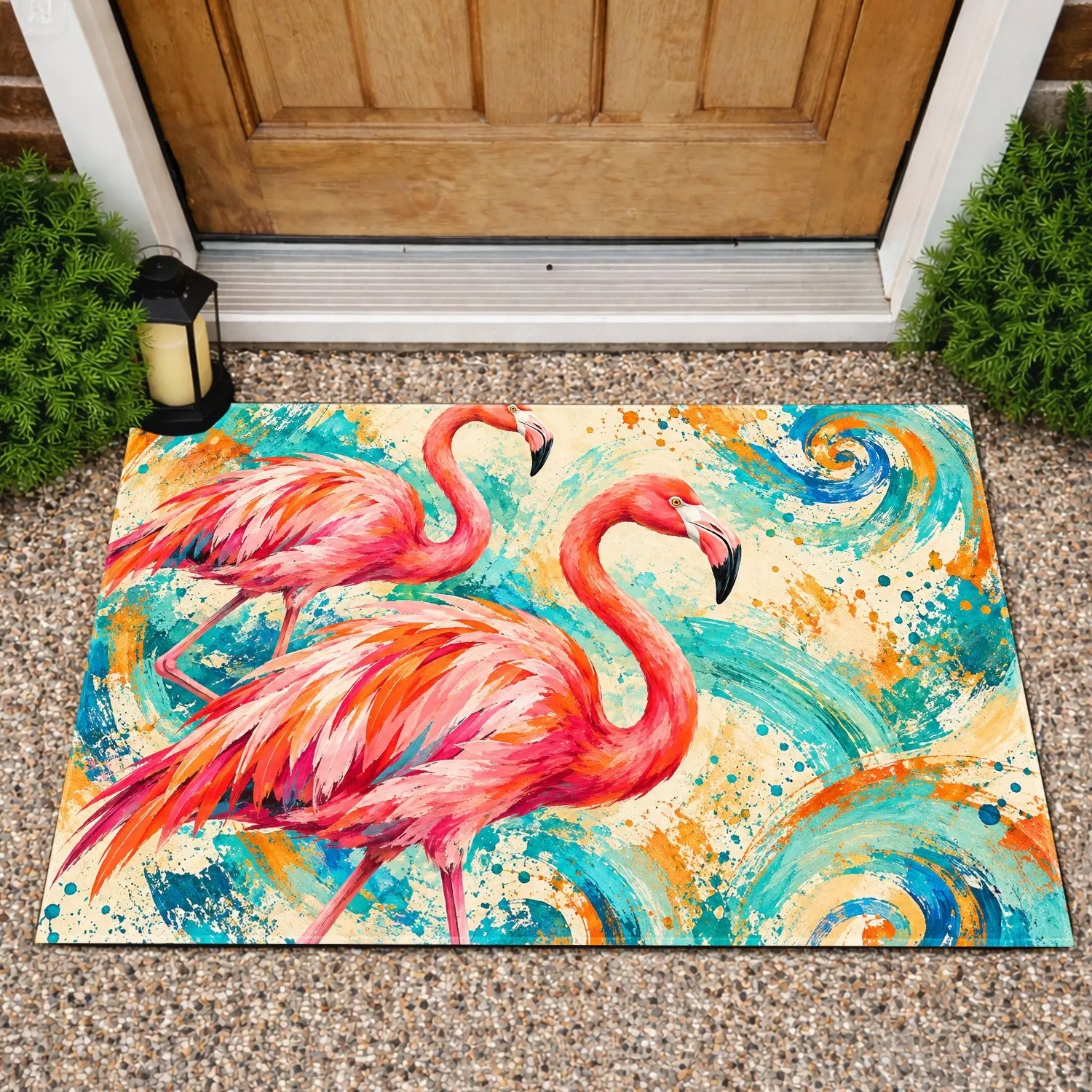 Vibrant Pink Flamingos for Coastal Homes and Tropical-Inspired Everyday Living Spaces Doormat - 1