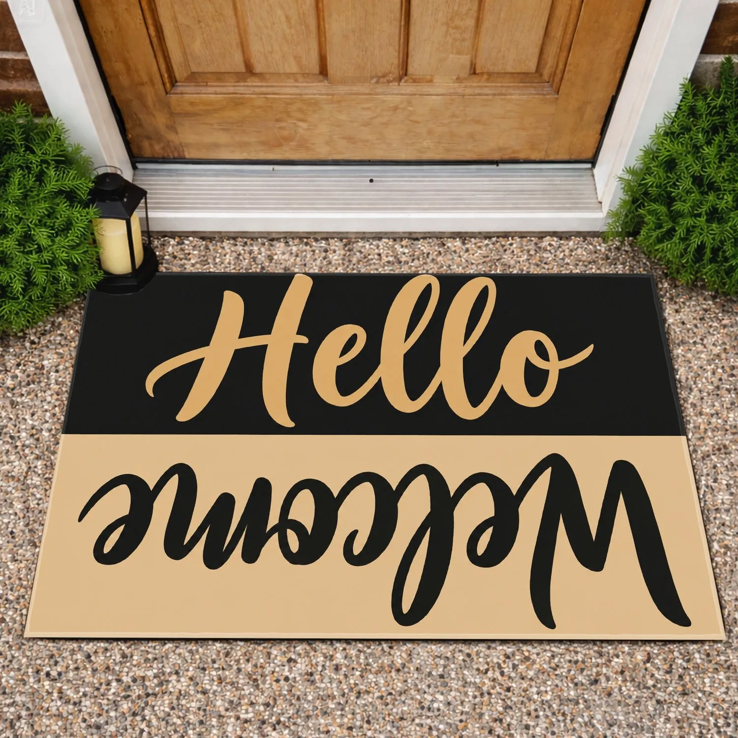 Hello Welcome Two-Tone Entryway Greetings for Warm Homecomings and Housewarming Gifts Doormat - 1