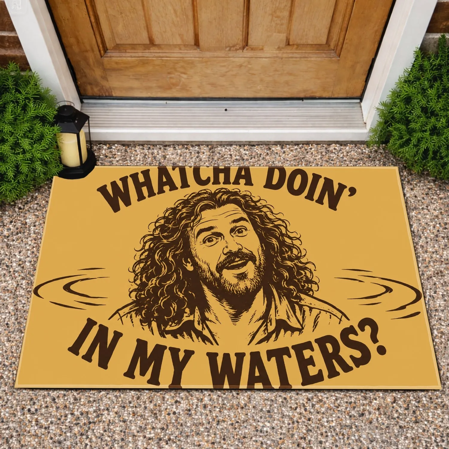 Curly-Haired Water Watcher Portrait for Lake House Entryways and Coastal Homes Doormat - 1