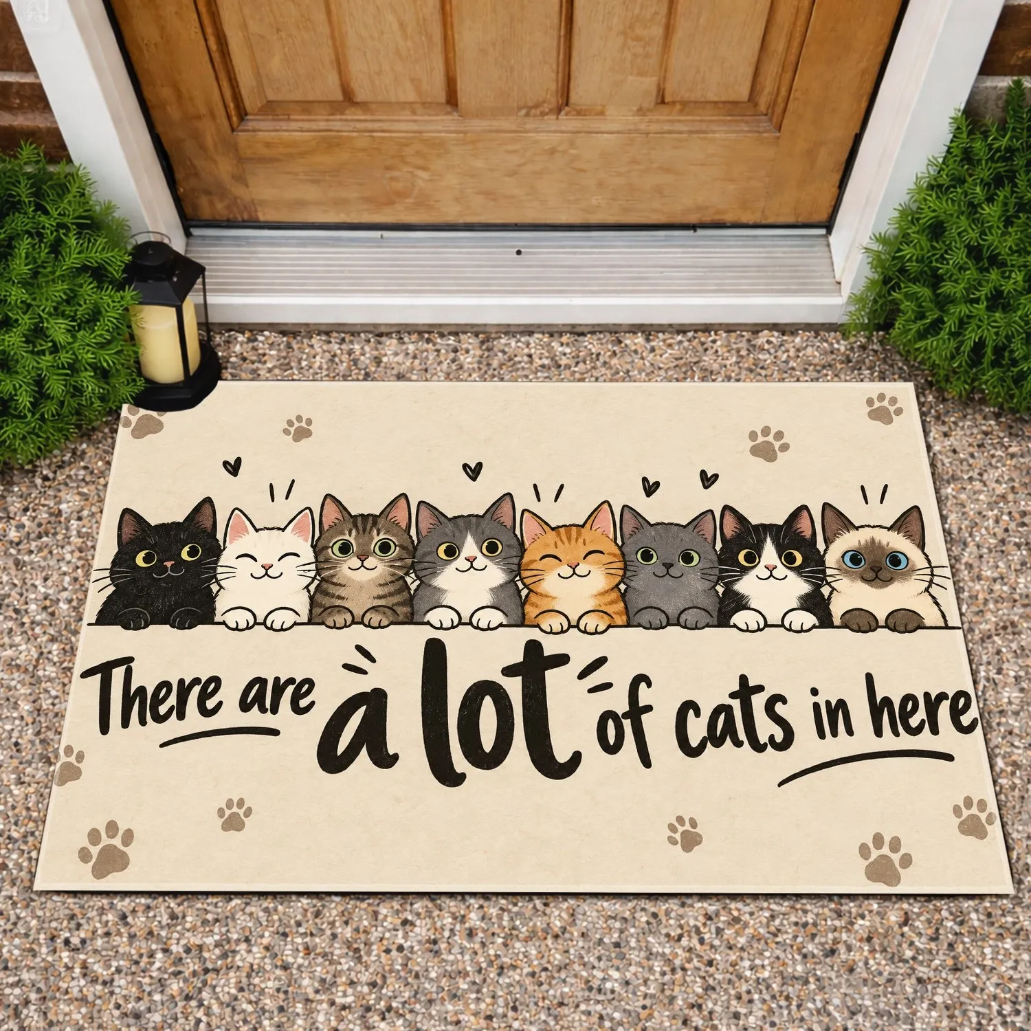 Eight Curious Cats And Playful Home Saying For Cat Lovers And Cozy Everyday Entryways Doormat - 1