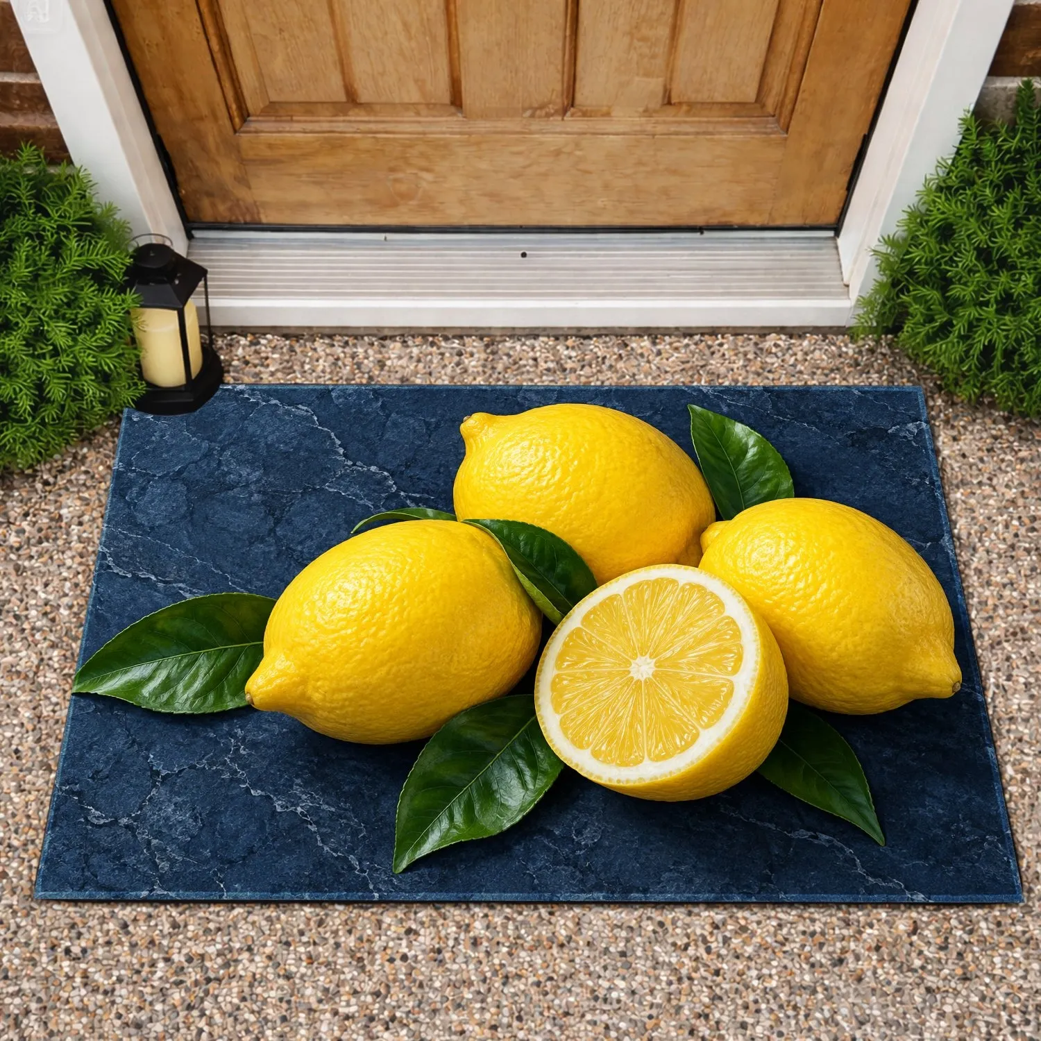 Bright Lemon Citrus Still Life for Fresh Kitchen Style and Cheerful Summer Home Living Doormat - 1