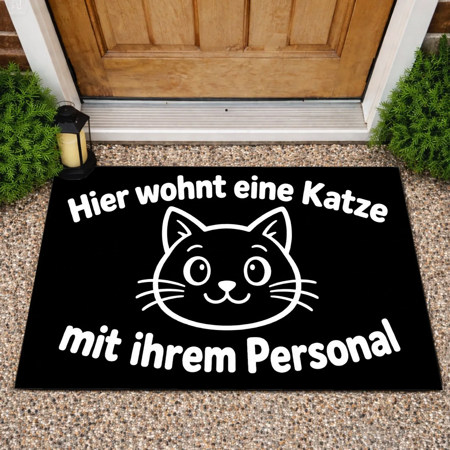 German Cat Face And Witty Saying For Cat Lover Home Entryways And Feline Households Doormat - 1