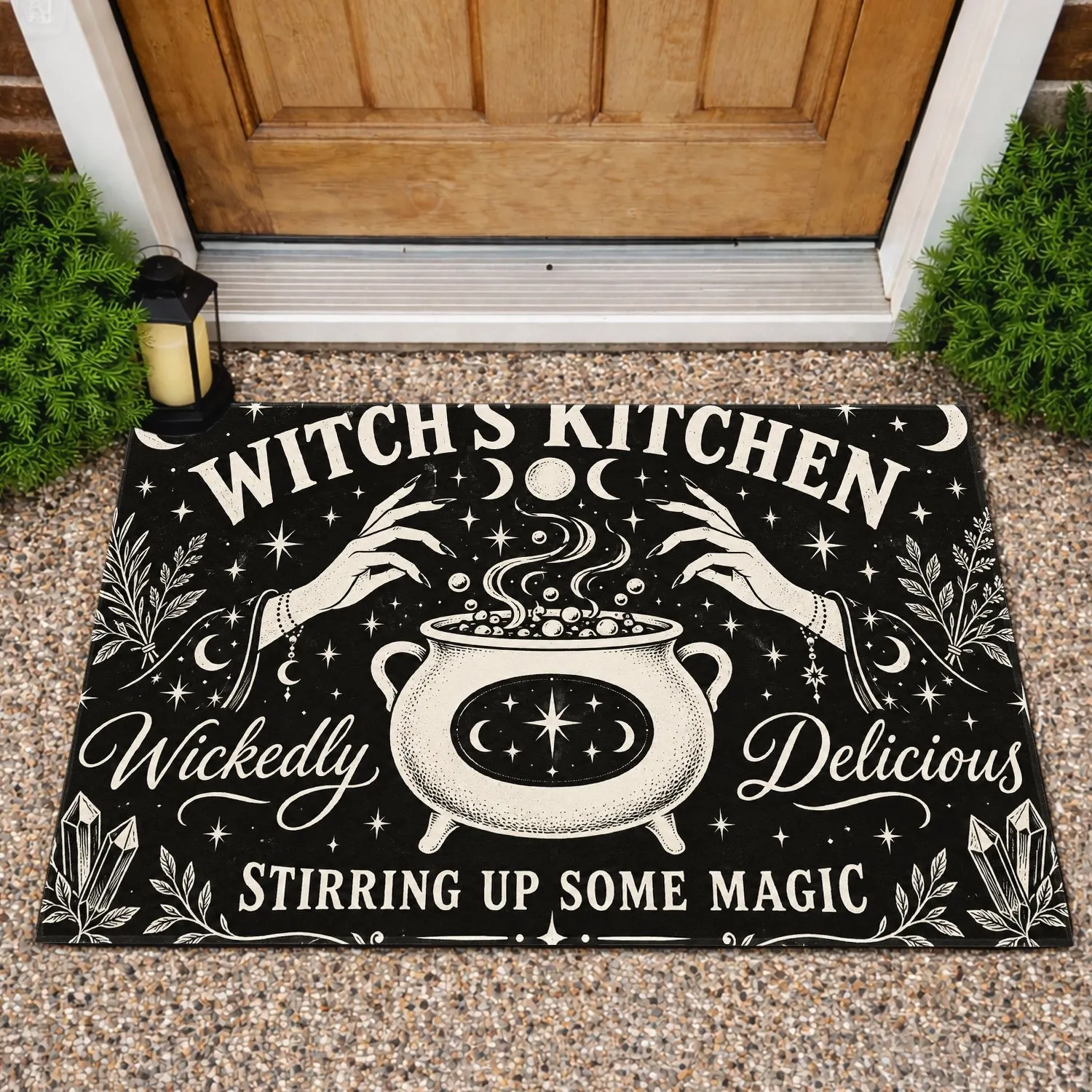 Witch Cauldron Kitchen Saying for Halloween Cooking and Everyday Spooky Home Decor Doormat - 1