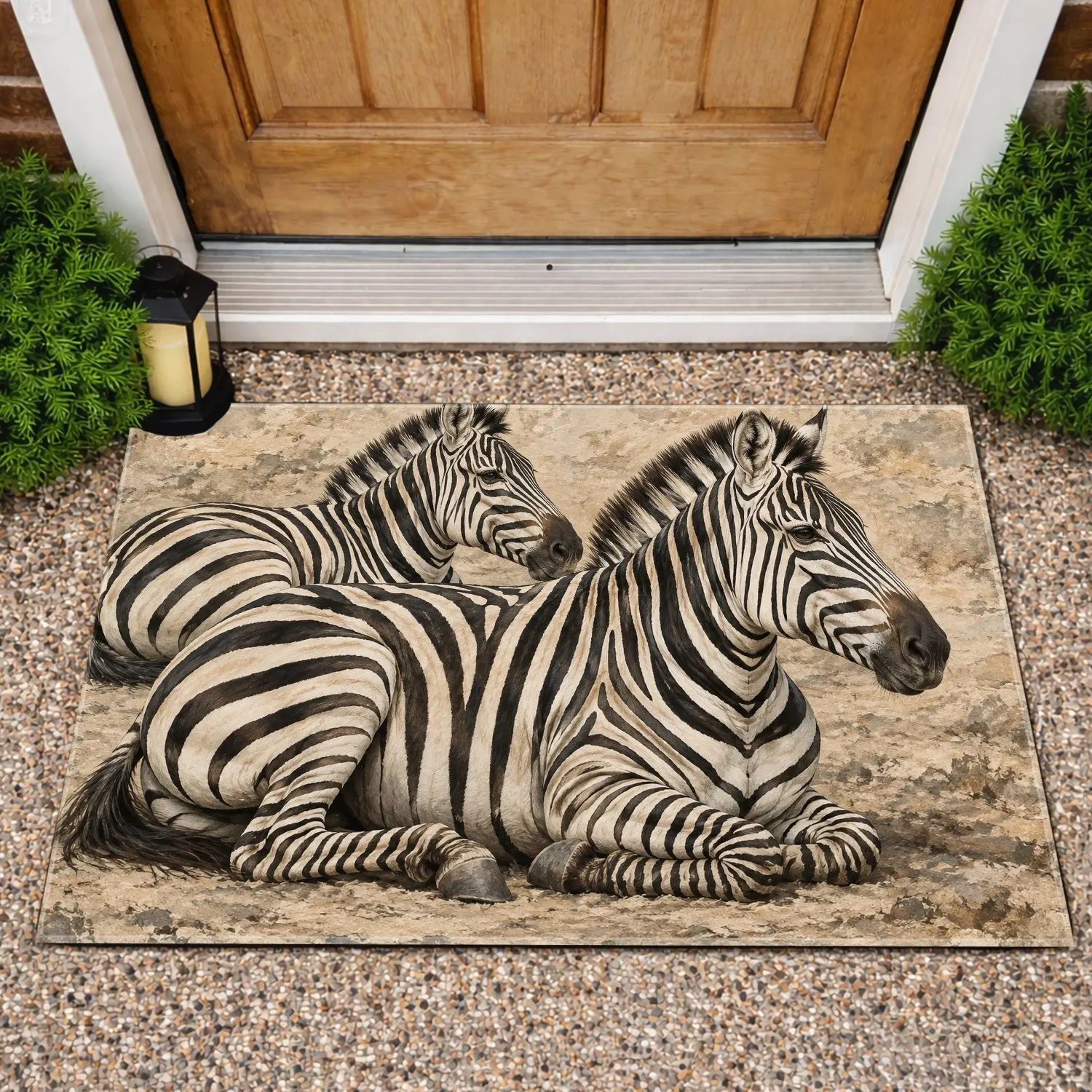 Resting Zebras for Wildlife-Inspired Home Living and Nature-Loving Animal Enthusiasts Doormat - 1
