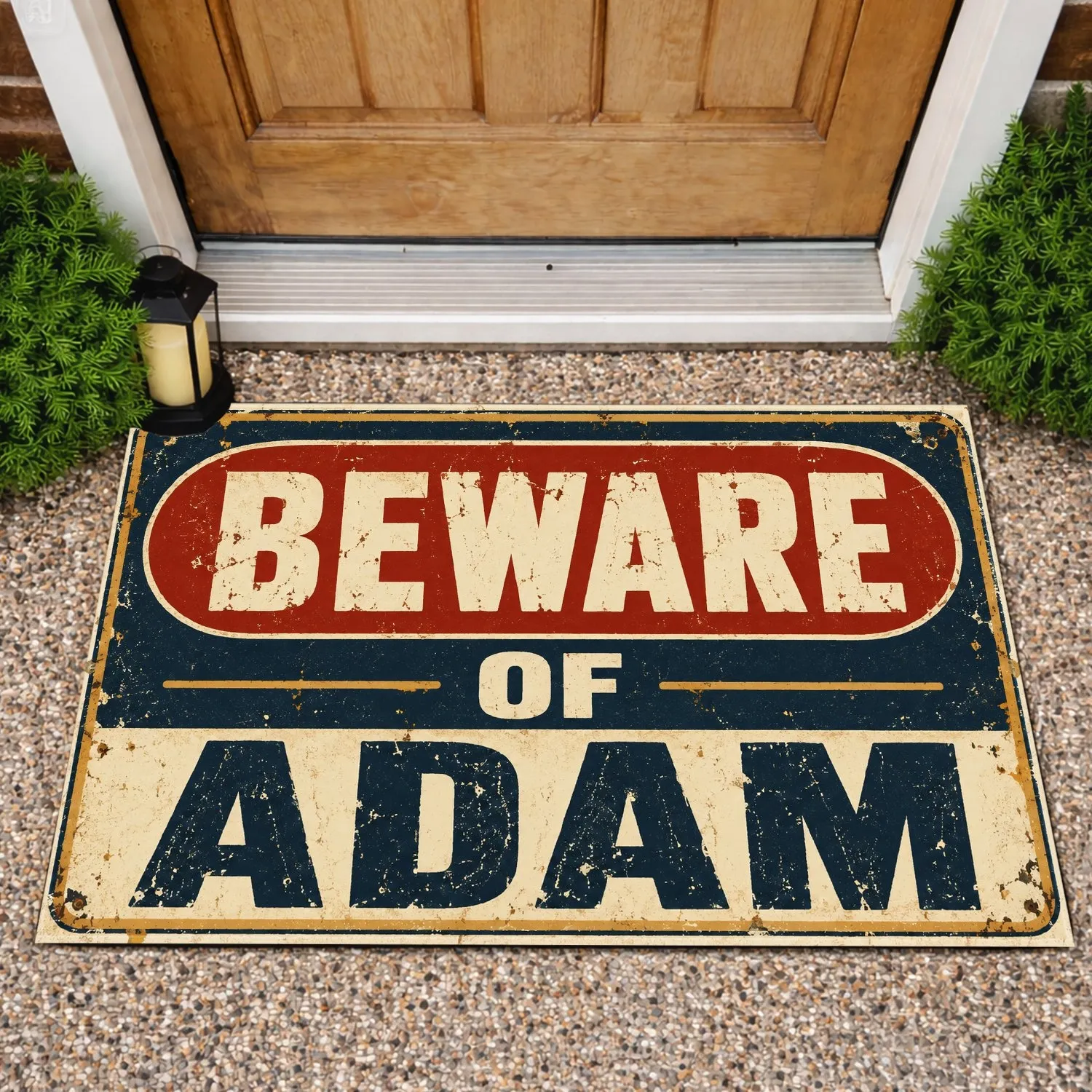 Adam Beware Warning Sign for Playful Entryway Style and Bold Household Personality Doormat - 1