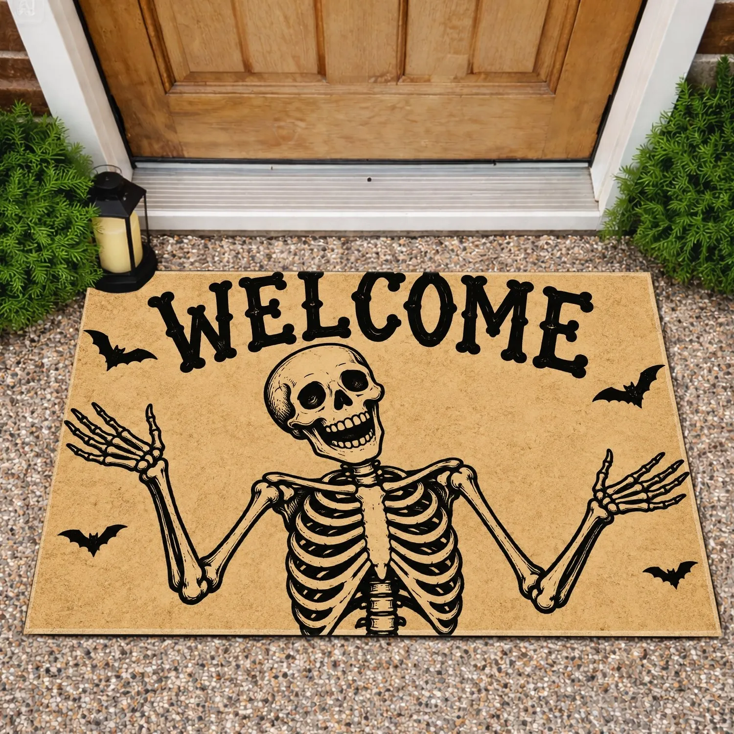 Grinning Skeleton Welcome Halloween Entryway Greeting for Spooky Season Enthusiasts Doormat - 1