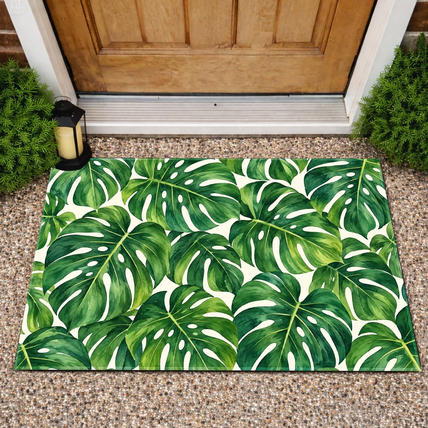 Lush Monstera Leaves for Tropical Home Style and Relaxed Everyday Living Doormat - 1