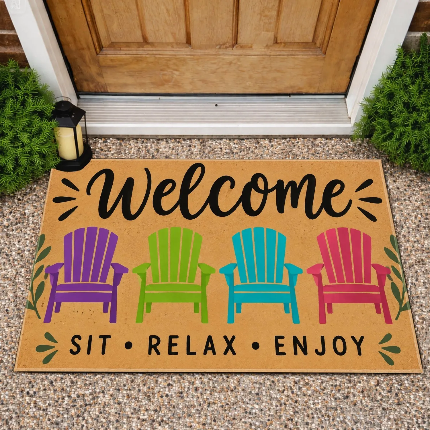 Colorful Lounge Chairs for Relaxed, Welcoming Entryways and Casual Home Living Doormat - 1