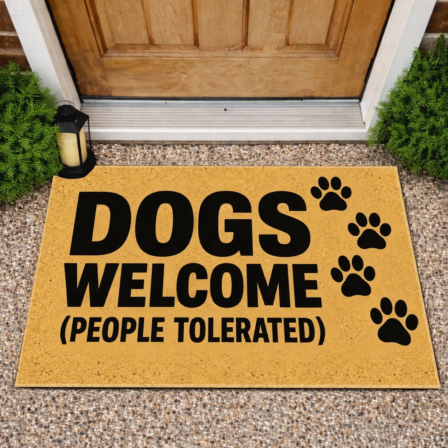 Dog Paw Welcome Saying for Pet Lovers, Humorous Entryway Accent for Dog Owners Home Doormat - 1