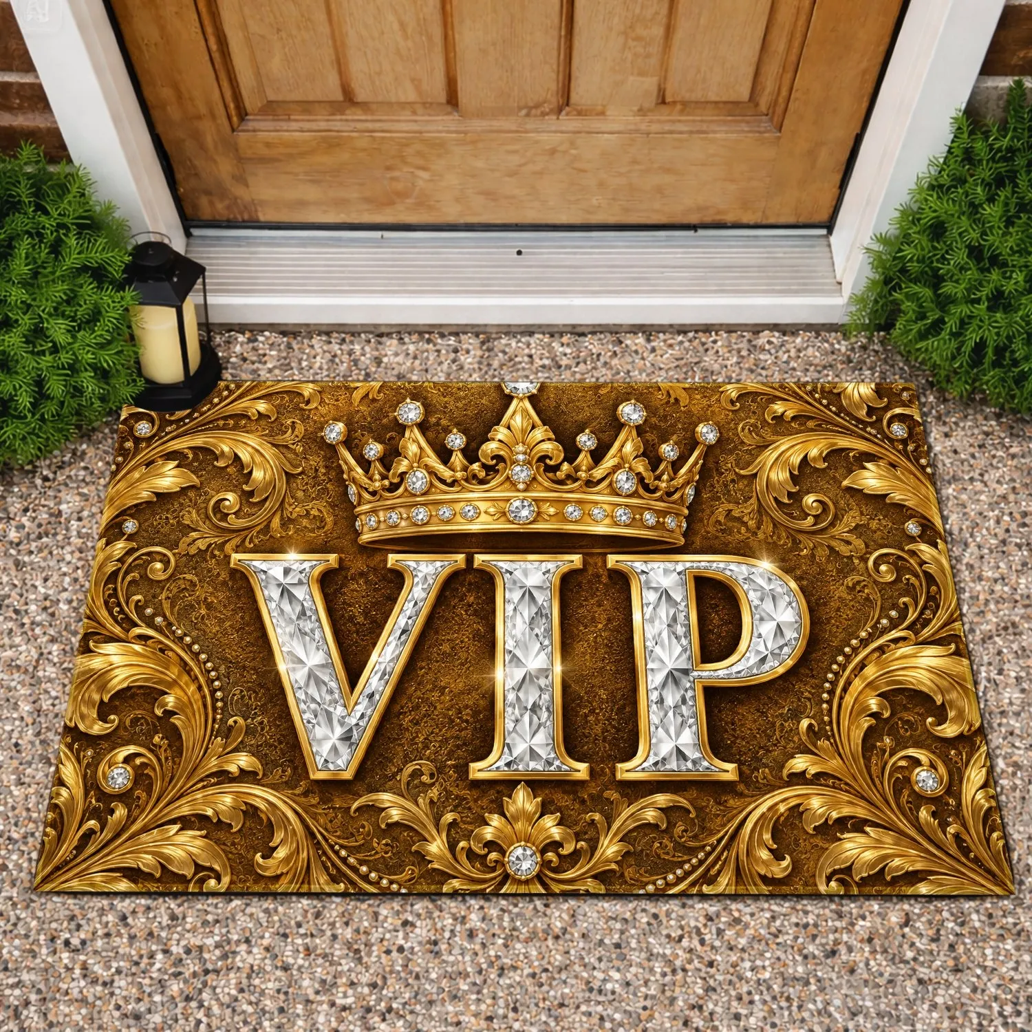 Golden VIP Crown Luxury Entrance Accent for Glamorous Homes and Elegant Everyday Style Doormat - 1