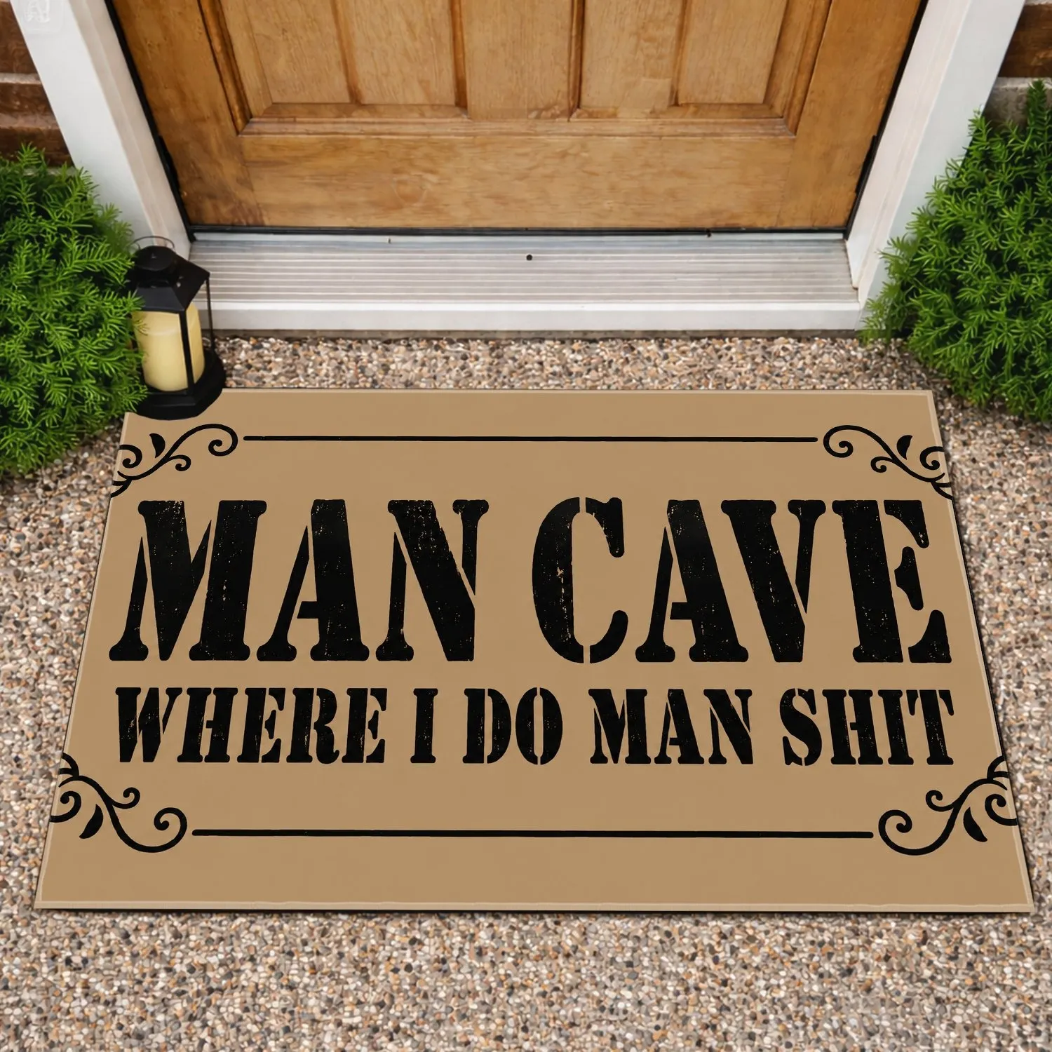 Man Cave Where I Do Man Shit Typography for a Bold Home Bar and Workshop Entrance Doormat - 1