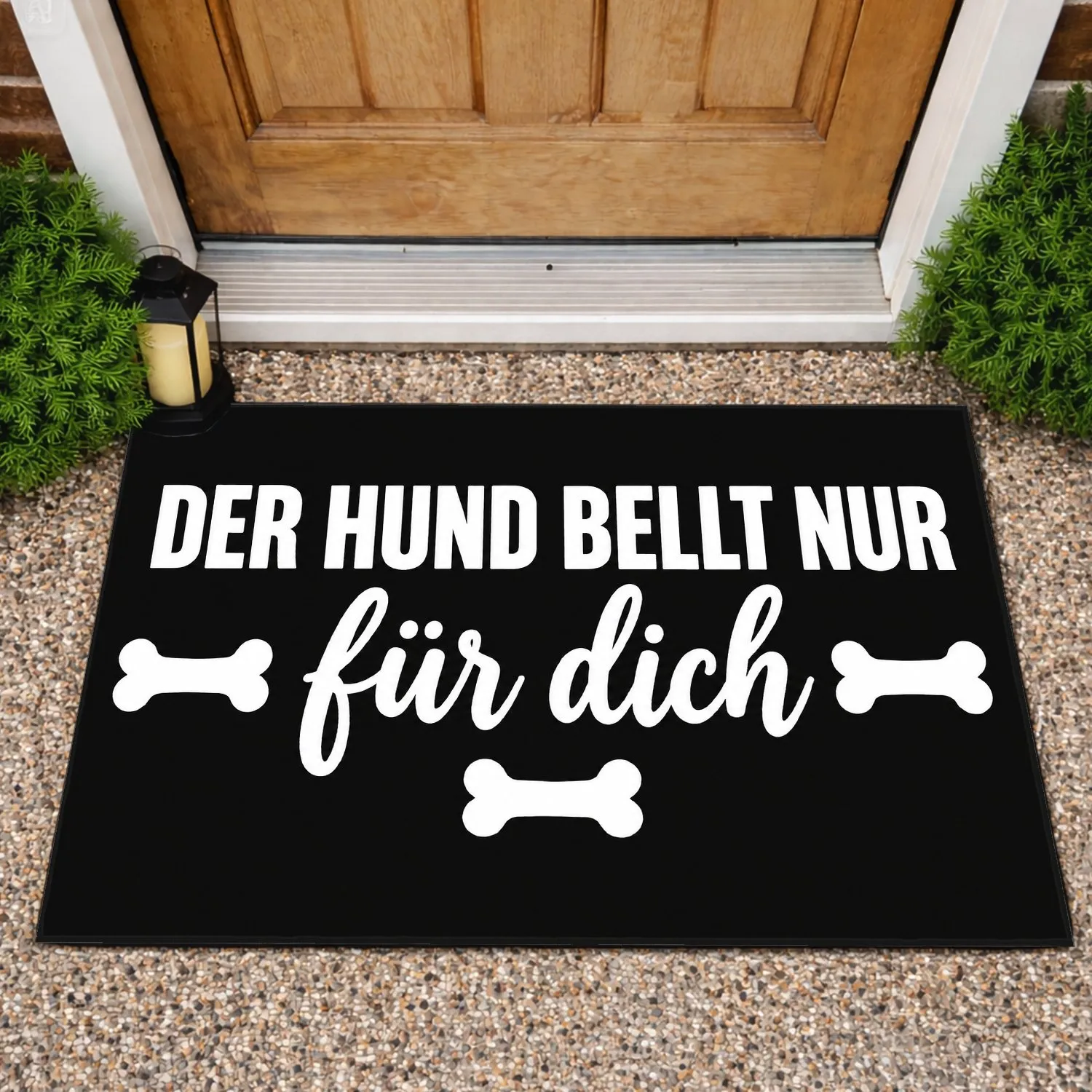 German Dog Barking Saying With Bone Accents for Pet Lovers and Dog Owner Households Doormat - 1