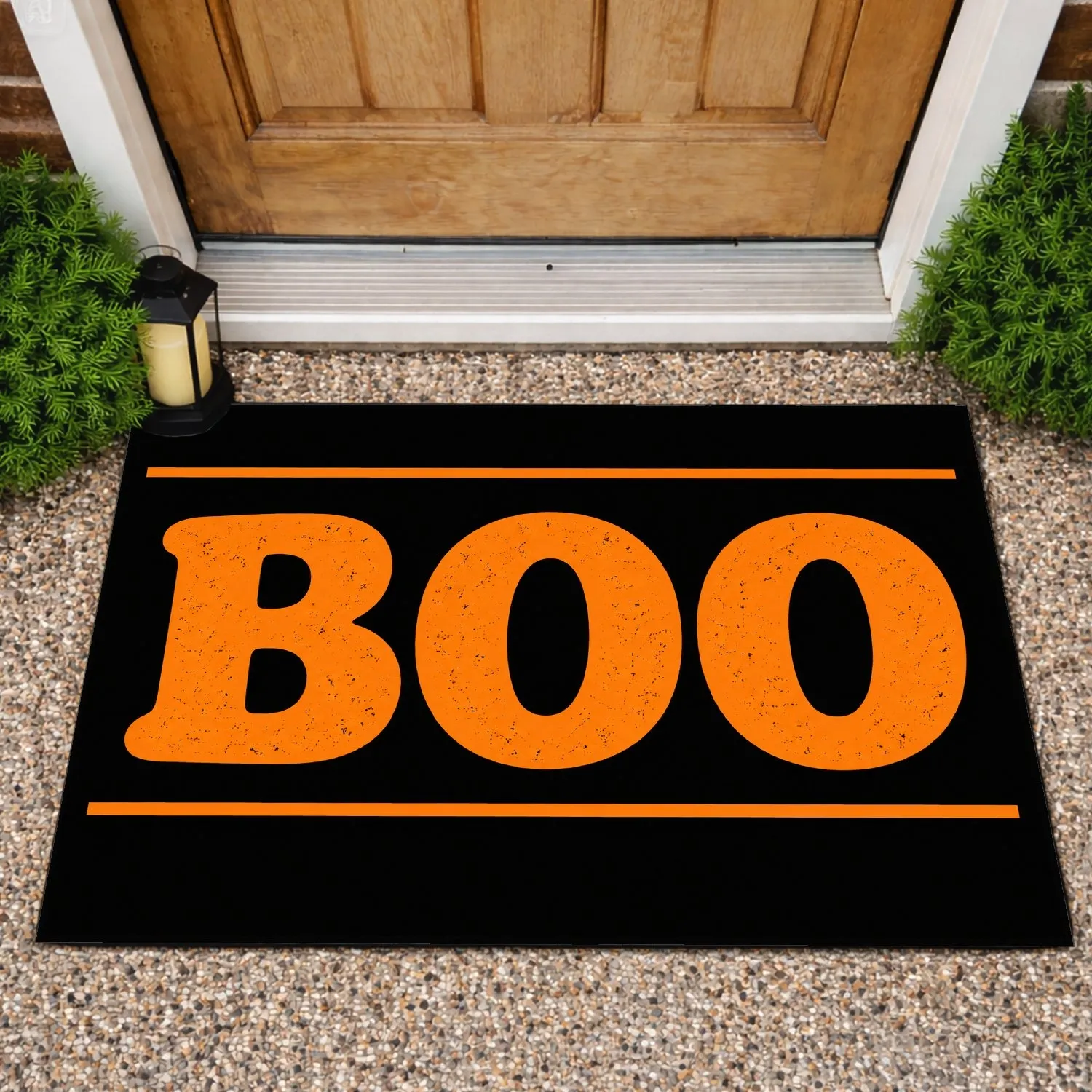 Bold Orange BOO Halloween Typography For Spooky Seasonal Entryways Doormat - 1