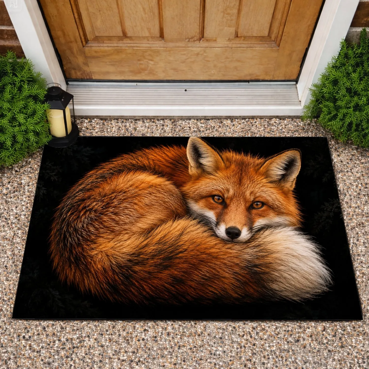 Resting Red Fox Wildlife Scene For Rustic Woodland Home Decor Doormat - 1