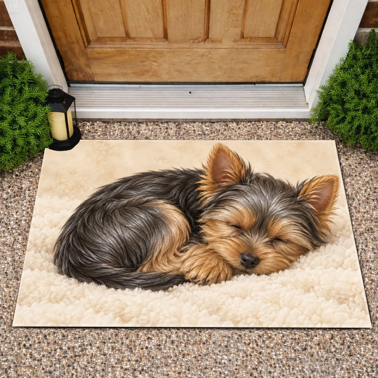 Sleeping Yorkshire Terrier Puppy for Cozy Pet-Loving Homes and Calm Living Spaces Doormat - 1