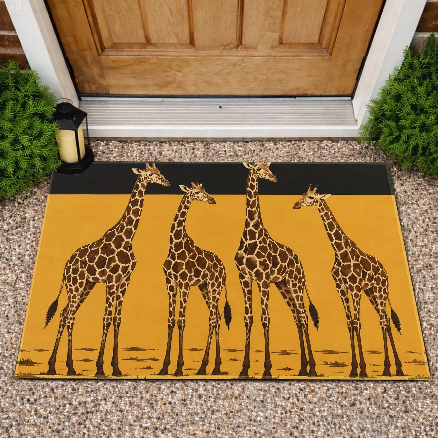 Four Giraffes in Warm Savannah Tones for Wildlife Lovers and Nature-Inspired Entryways Doormat - 1