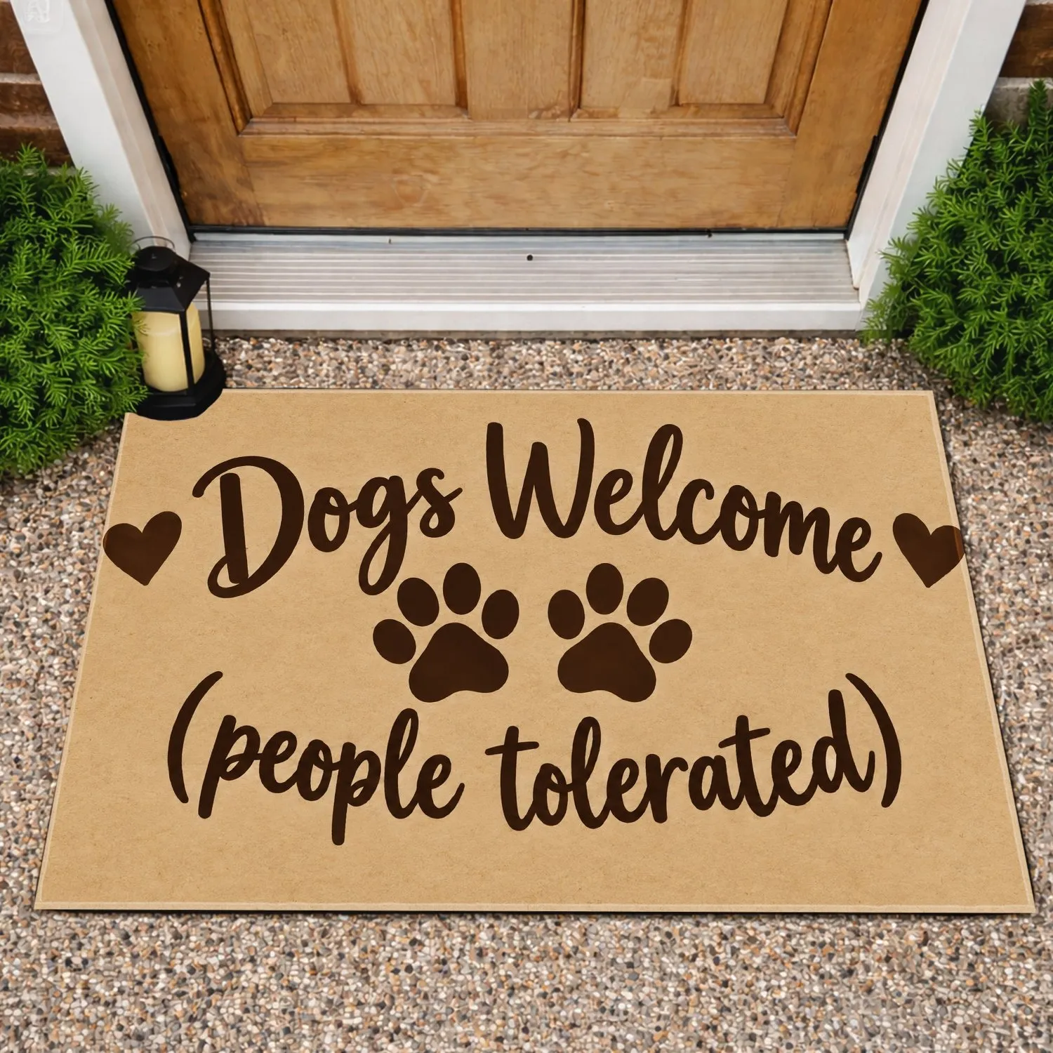 Dogs Welcome Paw Prints for Pet Loving Homes and Dog Owner Entryways Doormat - 1