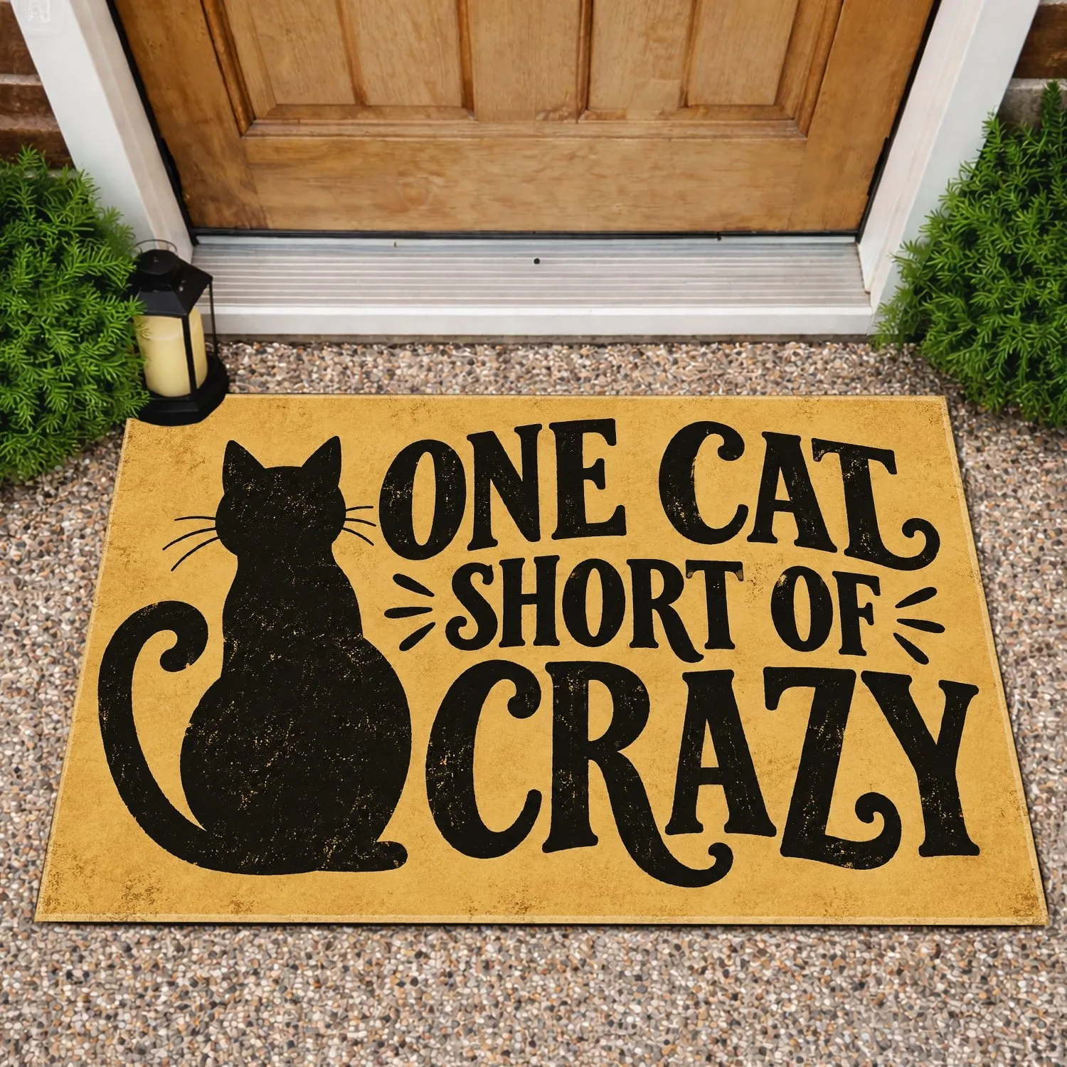 Quirky Black Cat Silhouette with Witty Cat Lover Humor for Cozy Home Entryway Style Doormat - 1