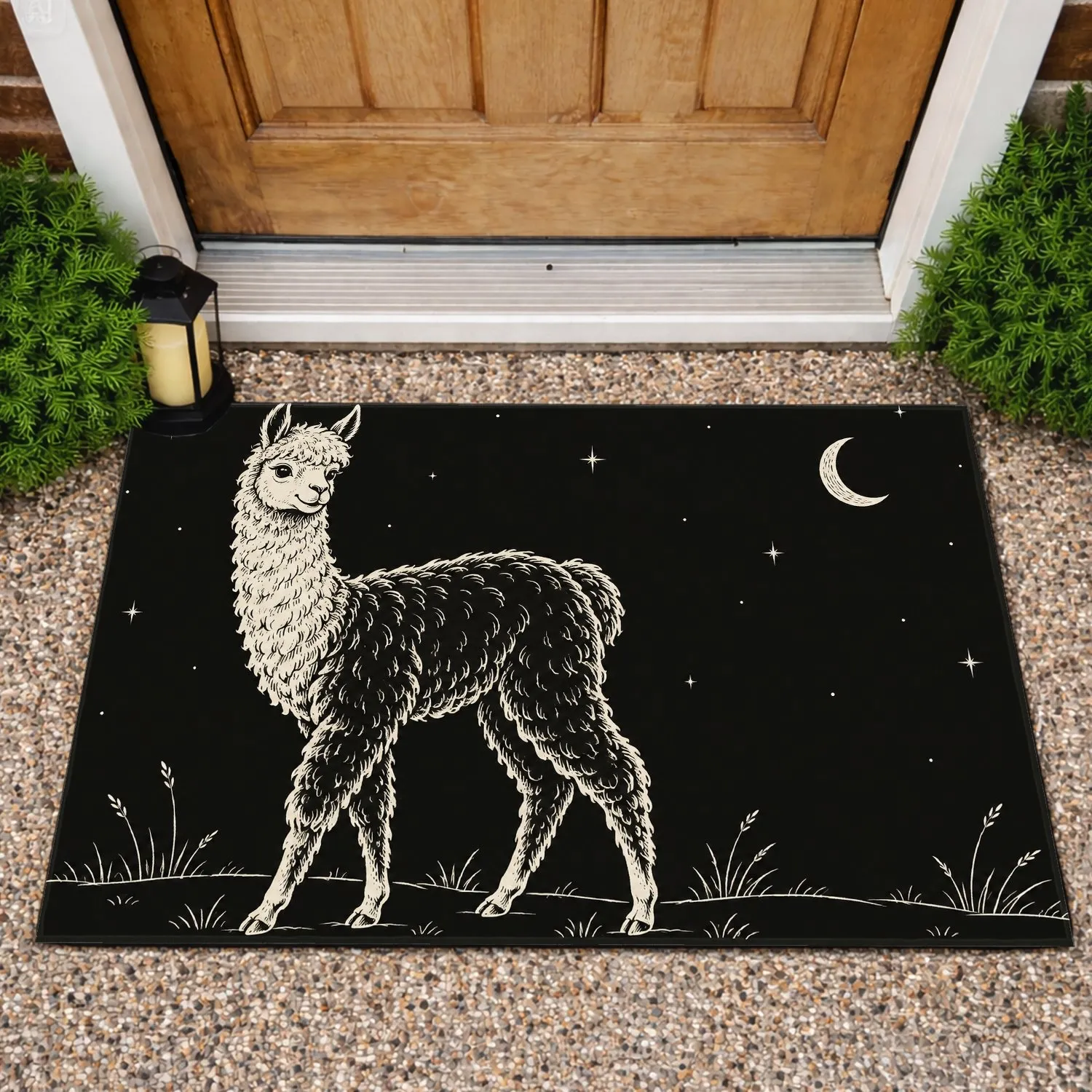 Whimsical Alpaca Line Art for Cheerful Farmhouse Entryway Style and Cozy Home Living Doormat - 1