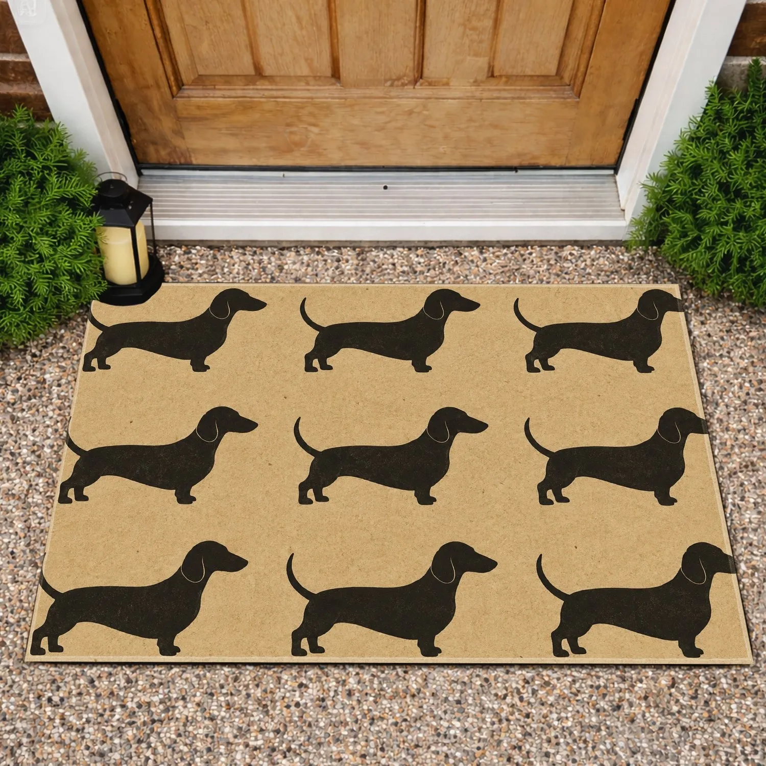 Dachshund Silhouettes for Dog Lovers and Cozy Country Home Entryway Decorating Doormat - 1