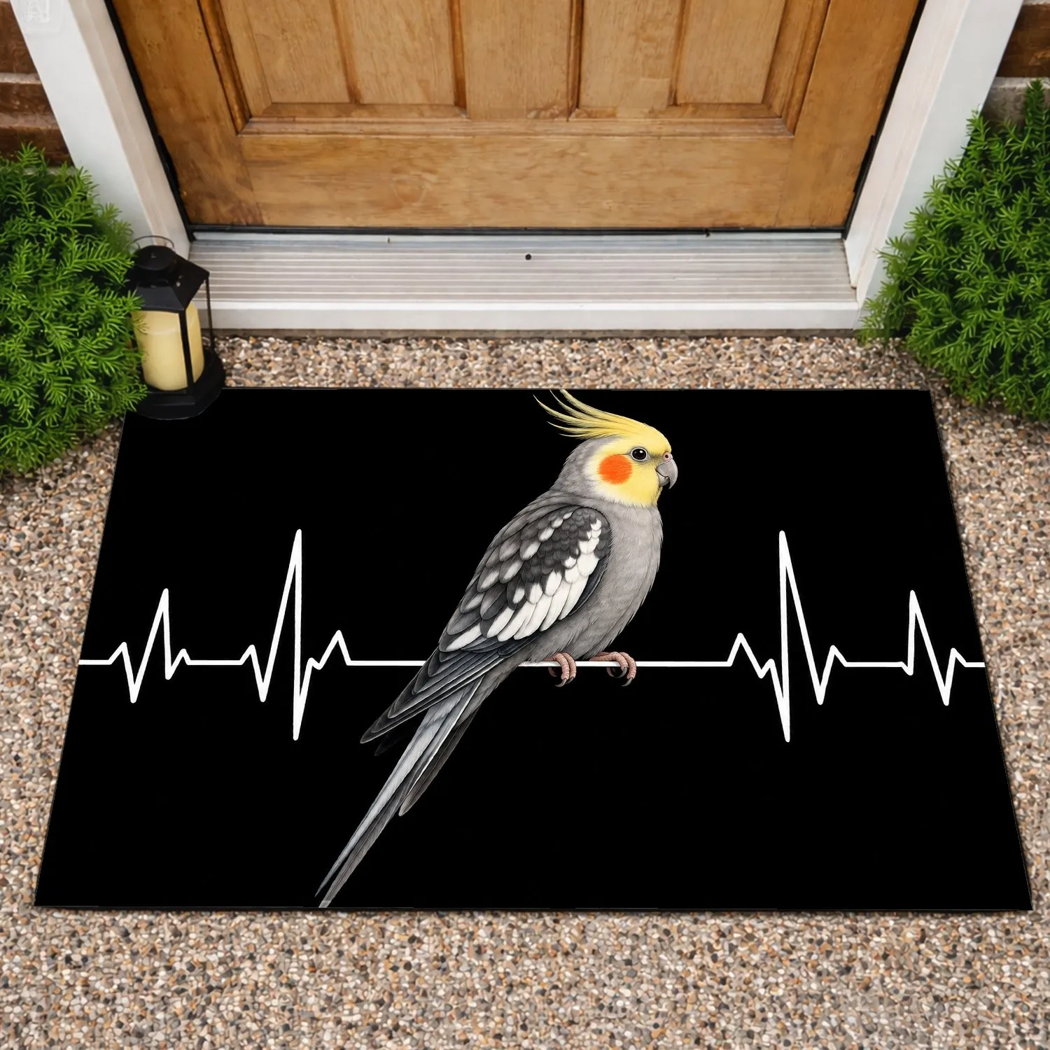 Cockatiel Heartbeat Accent for Bird Lovers and Pet-Friendly Home Entryway Decor Doormat - 1