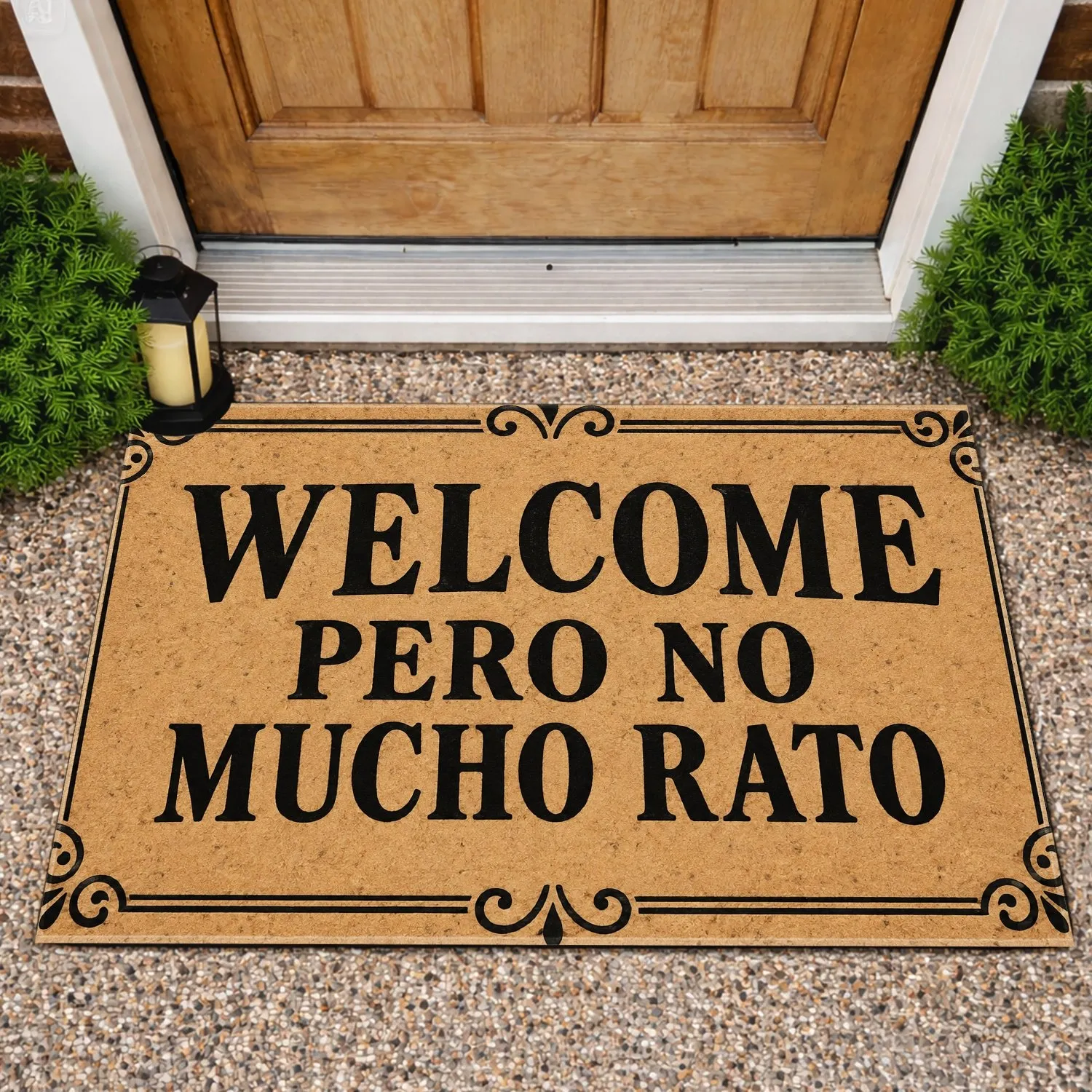 Spanish Welcome Pero No Mucho Rato Saying for Playful, Witty Home Entryway Decor Doormat - 1
