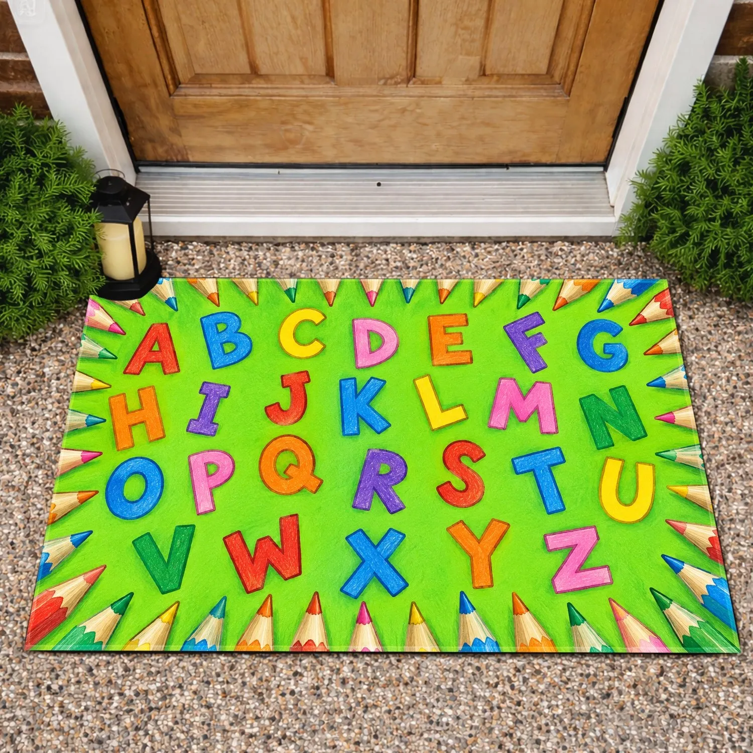 Colorful Alphabet Pencils for Kids’ Learning Spaces and Cheerful Schoolhouse Entryways Doormat - 1