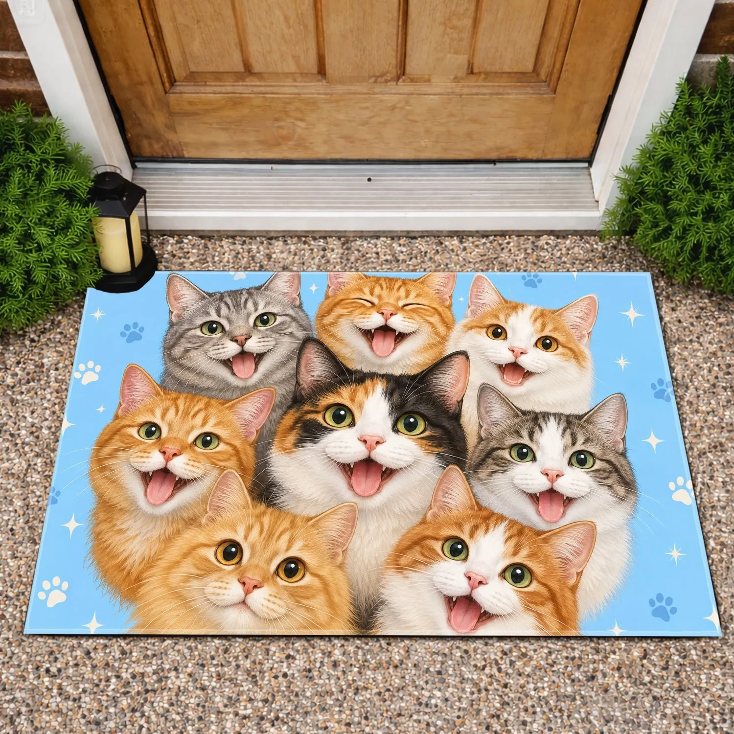 Playful Tongue-Out Cat Faces for Cheerful Entryway Décor for Cat Lover Families Everywhere Doormat - 1