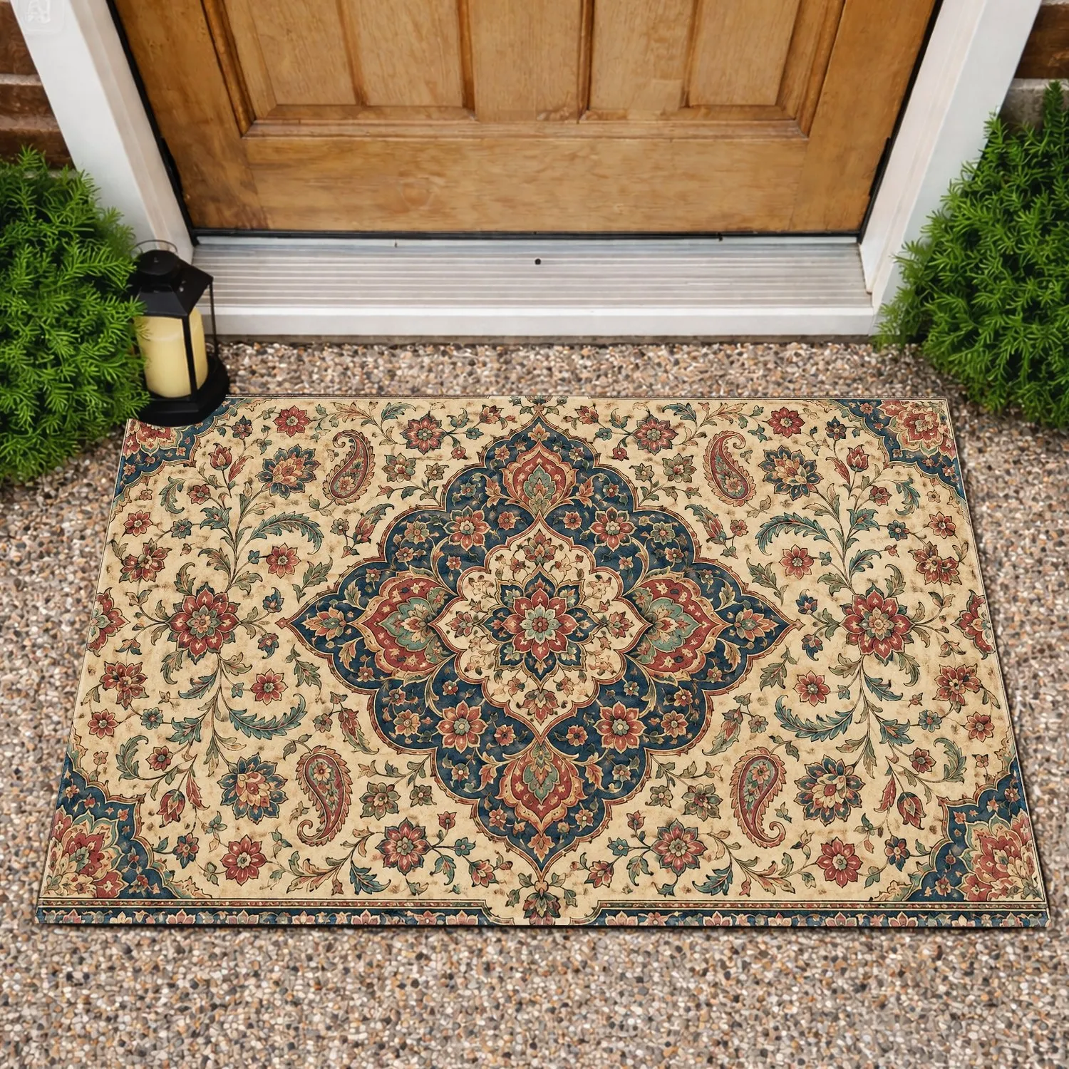 Persian Medallion Bohemian Motif for Eclectic Homes and Vintage Inspired Spaces Doormat - 1