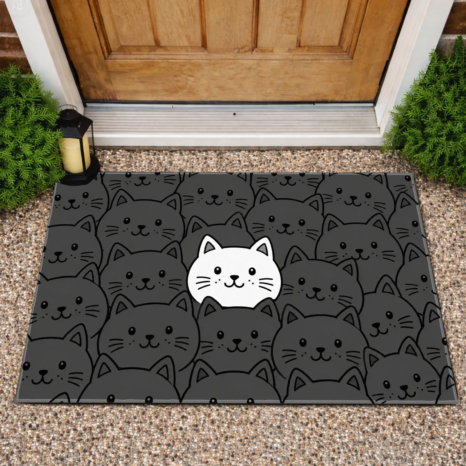 Black And White Cat Faces For Cozy Cat-Lover Homes And Everyday Pet-Friendly Living Doormat - 1