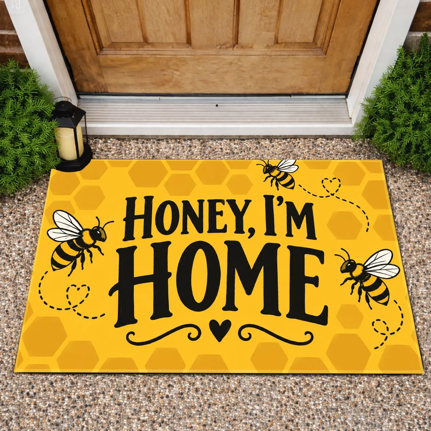 Golden Honeycomb Bees and Sweet Homecoming Charm for Cozy Entryways and Bee Lovers Doormat - 1