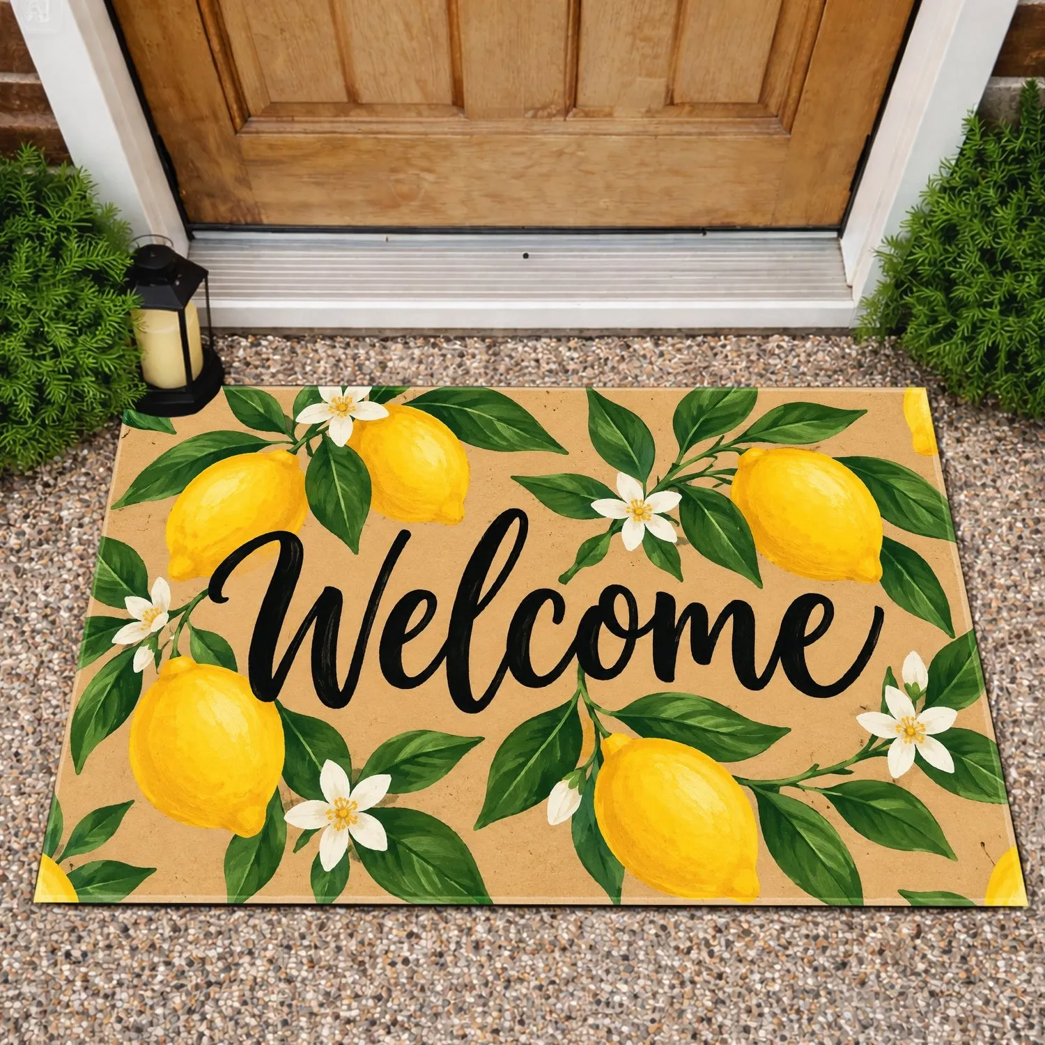 Lemon Welcome Entryway Decor for Cheerful Springtime Homecomings and Kitchen Lovers Doormat - 1