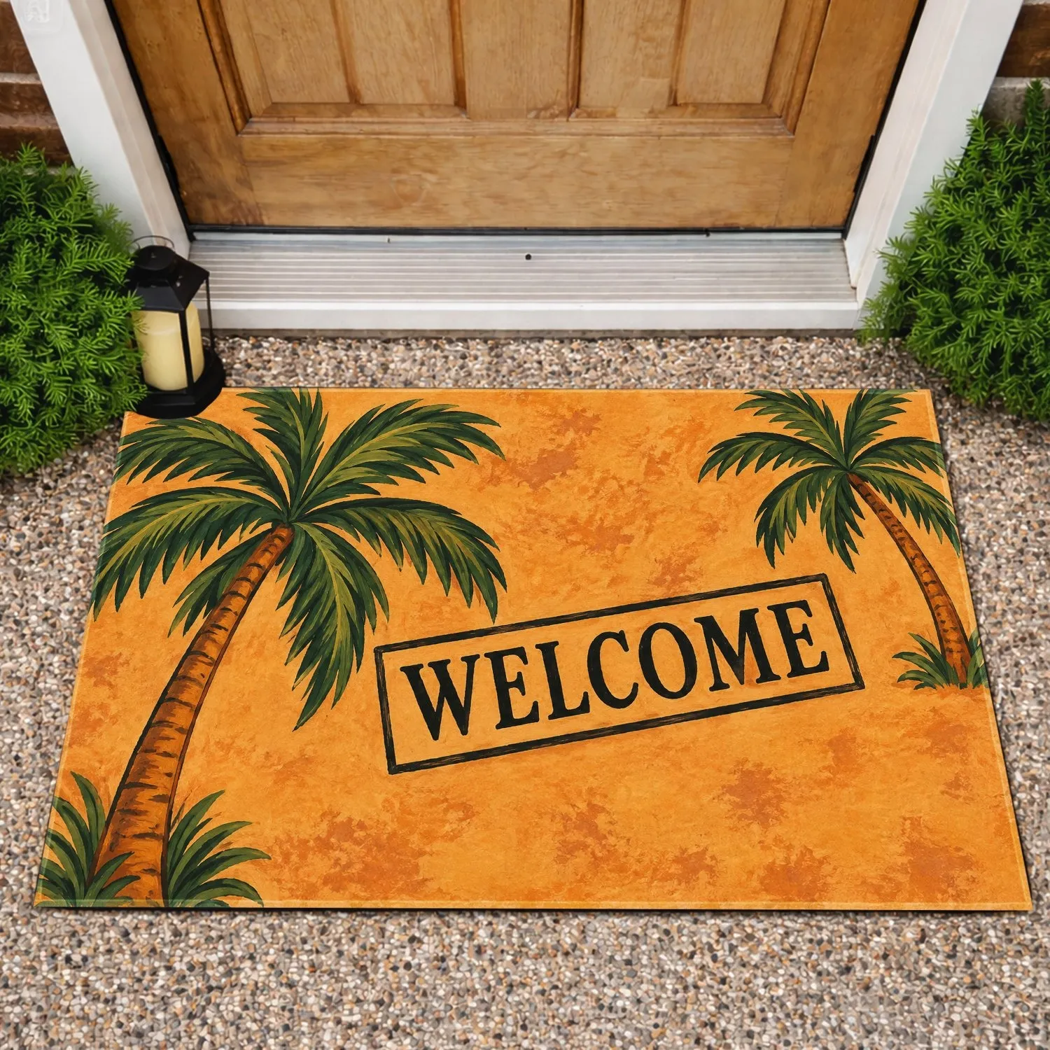 Tropical Palm Tree Welcome for Relaxed Coastal Home Entry and Island-Inspired Living Doormat - 1