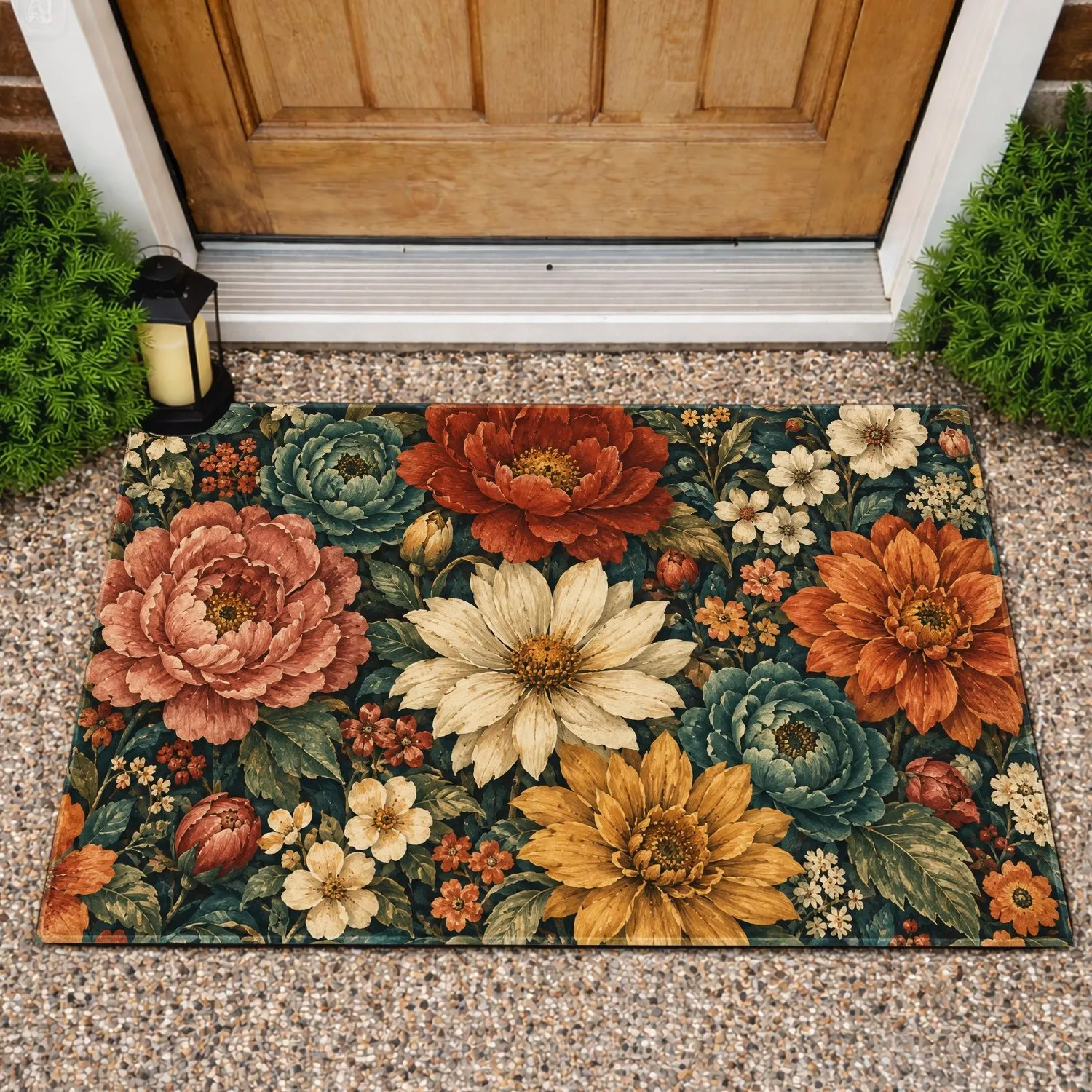 Vintage Multicolor Botanical Blooms for Welcoming Nature-Inspired Entryways and Cozy Homes Doormat - 1