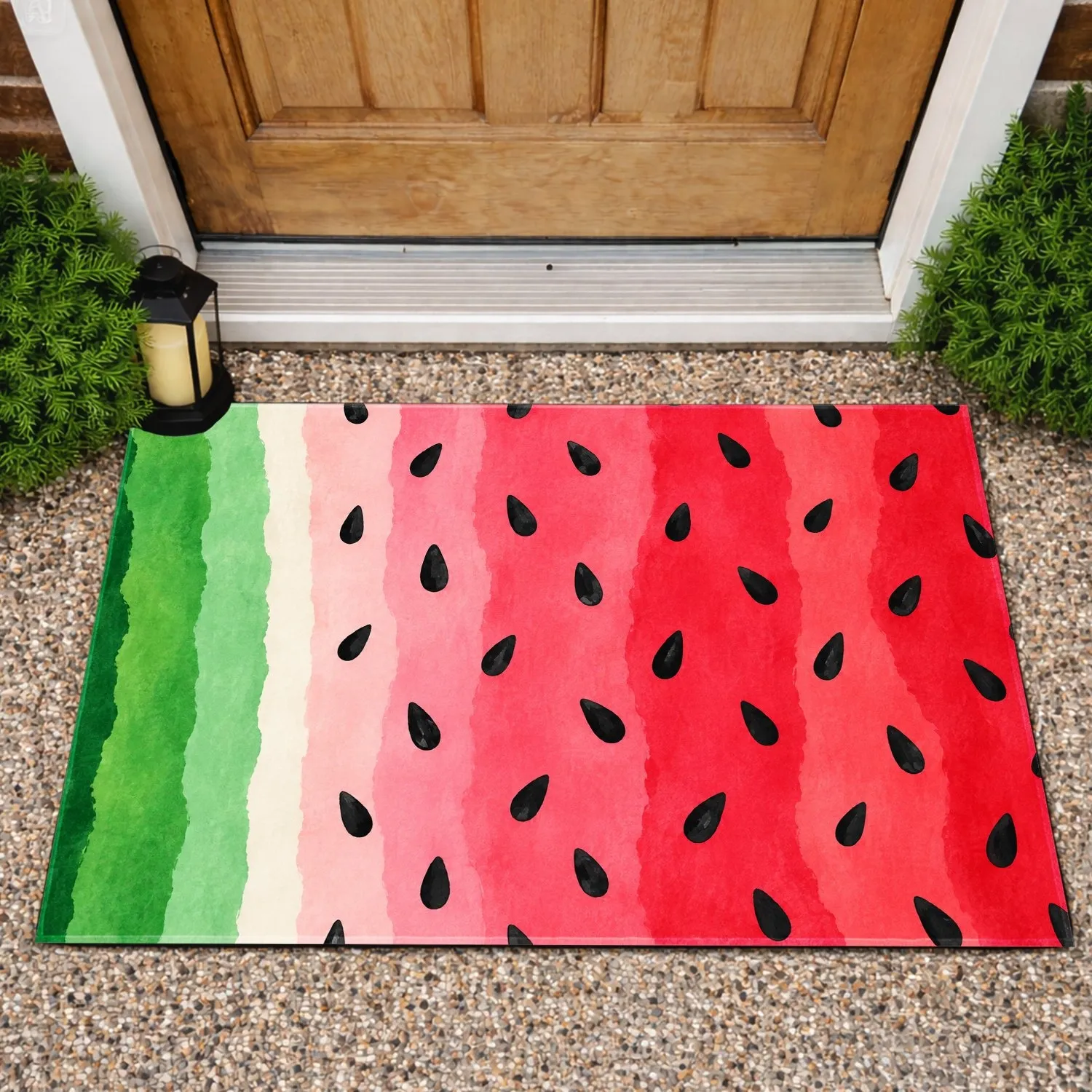 Watermelon Slice Stripes for Summer Kitchens and Cheerful Seasonal Home Décor Style Doormat - 1