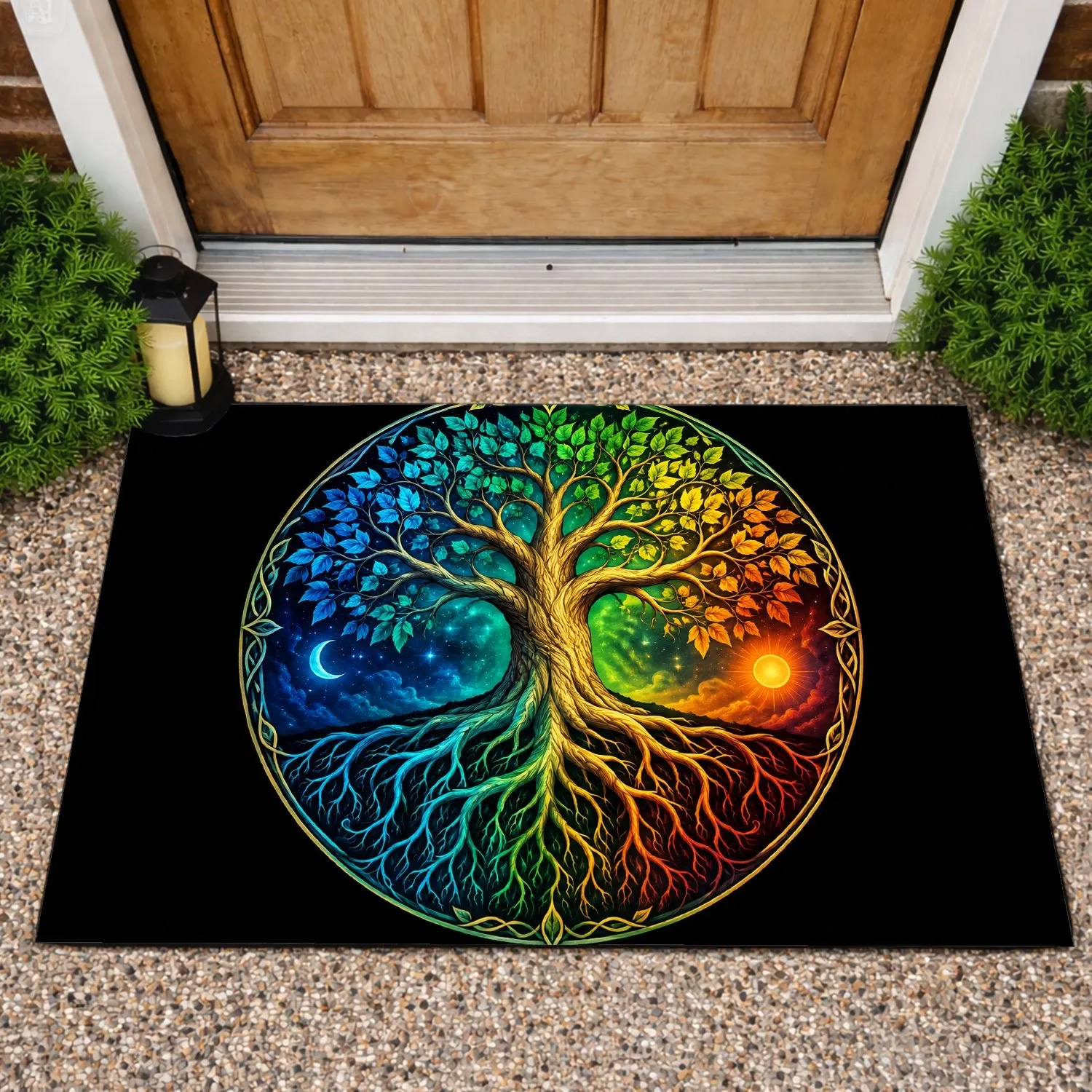 Radiant Colorful Tree of Life for Nature Lovers and a Calm, Welcoming Home Doormat - 1