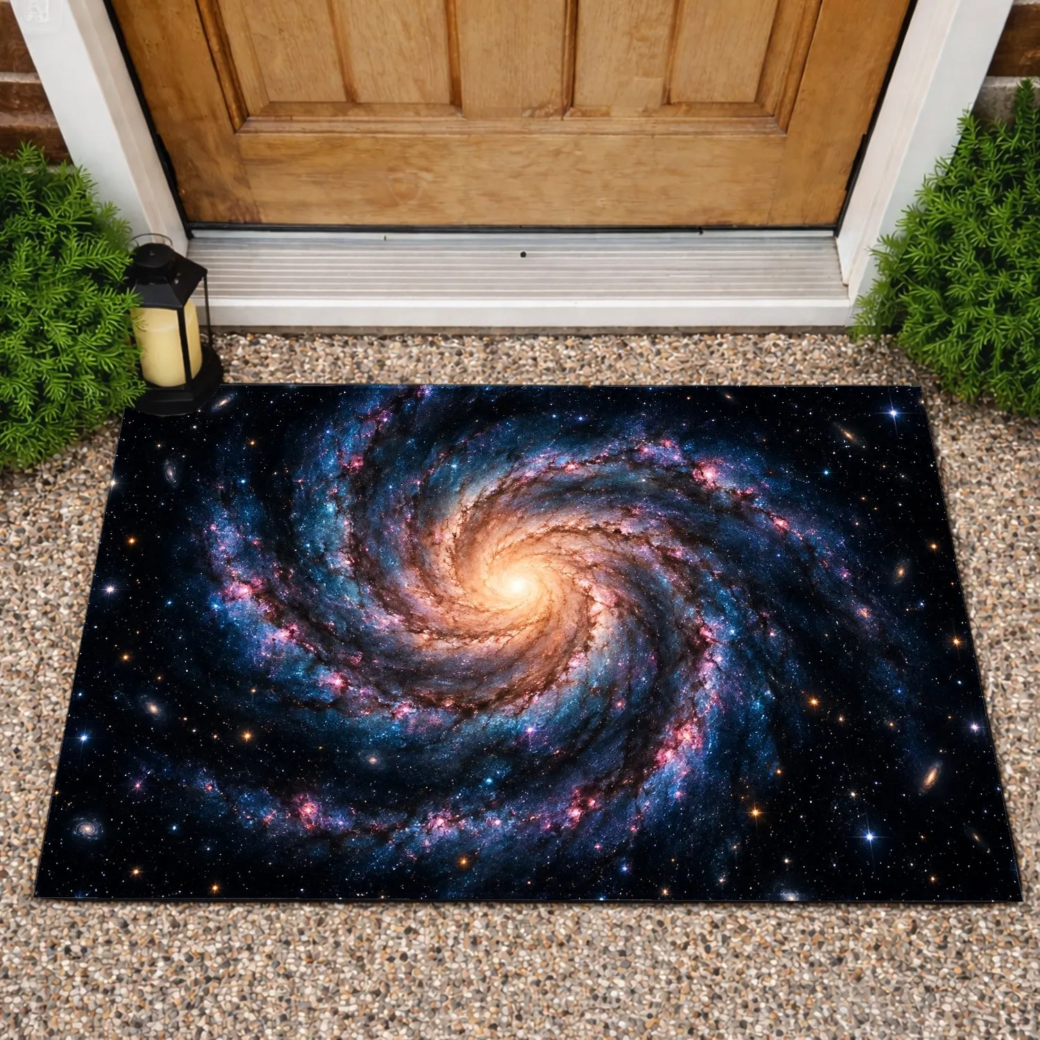 Spiral Galaxy Starfield for Stargazing Fans and Modern Space-Inspired Home Interiors Doormat - 1