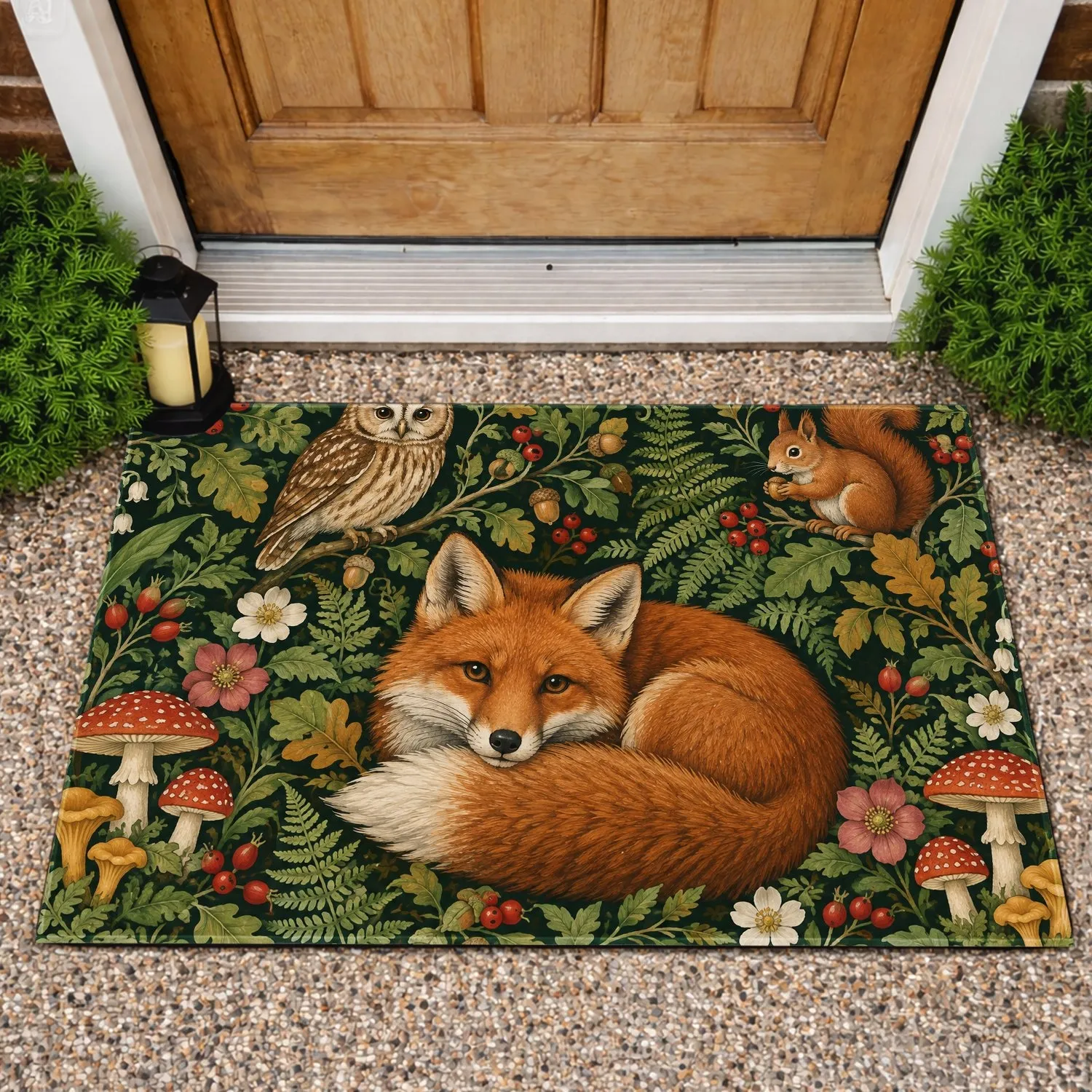 Woodland Fox, Owl And Squirrel For Cozy Nature-Inspired Homes And Forest-Loving Families Doormat - 1