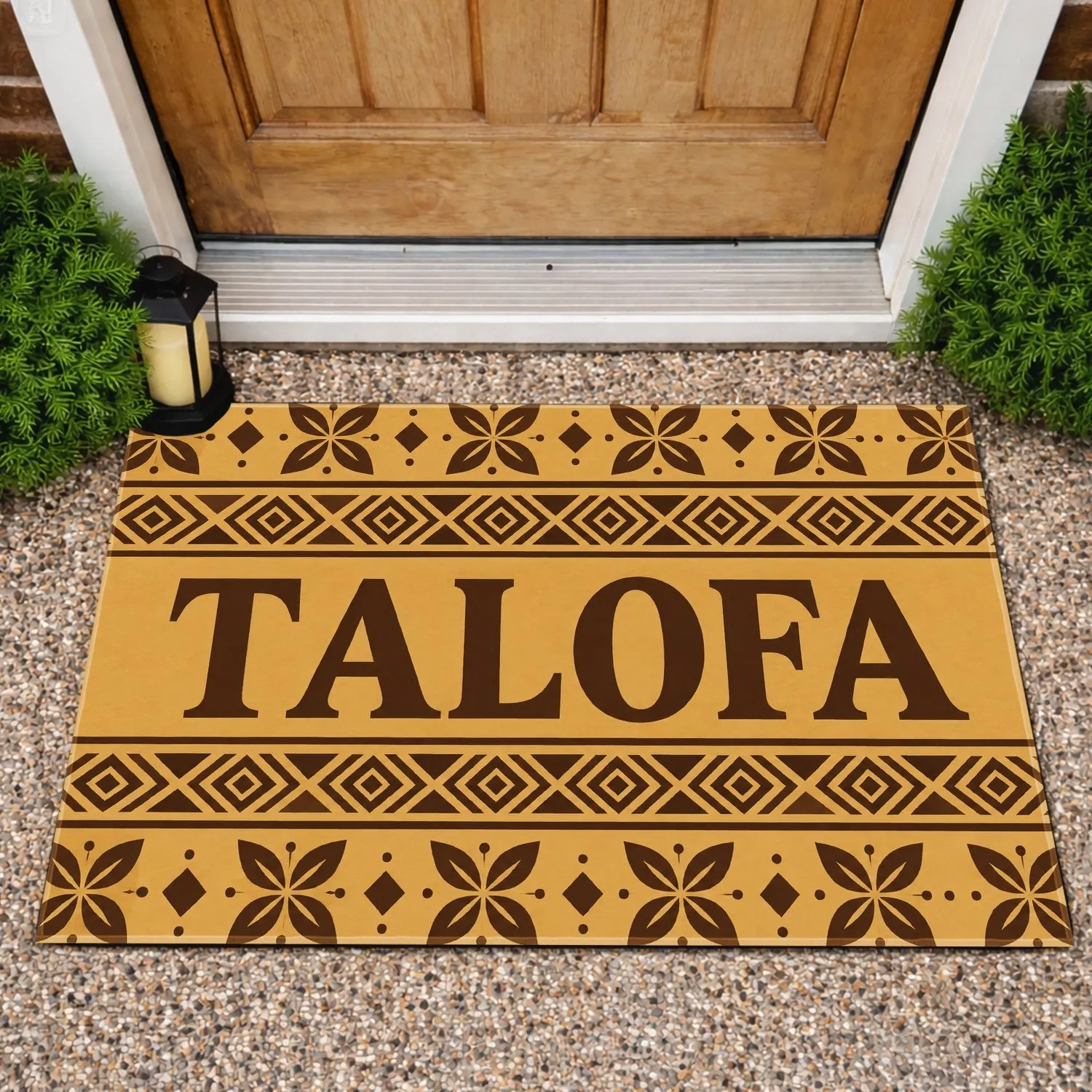 Talofa Samoan Greeting With Polynesian Floral Motifs for Island Home Style Doormat - 1