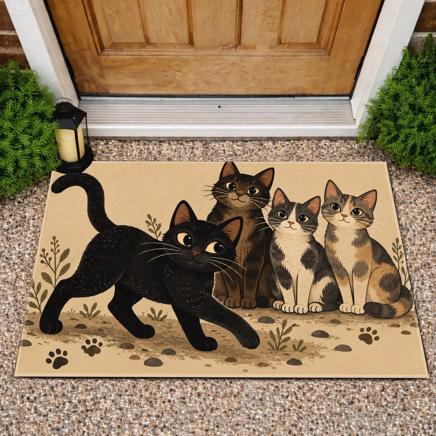 Playful Cat Family Gathering For Cozy Pet Lover Homes And Cheerful Everyday Living Doormat - 1
