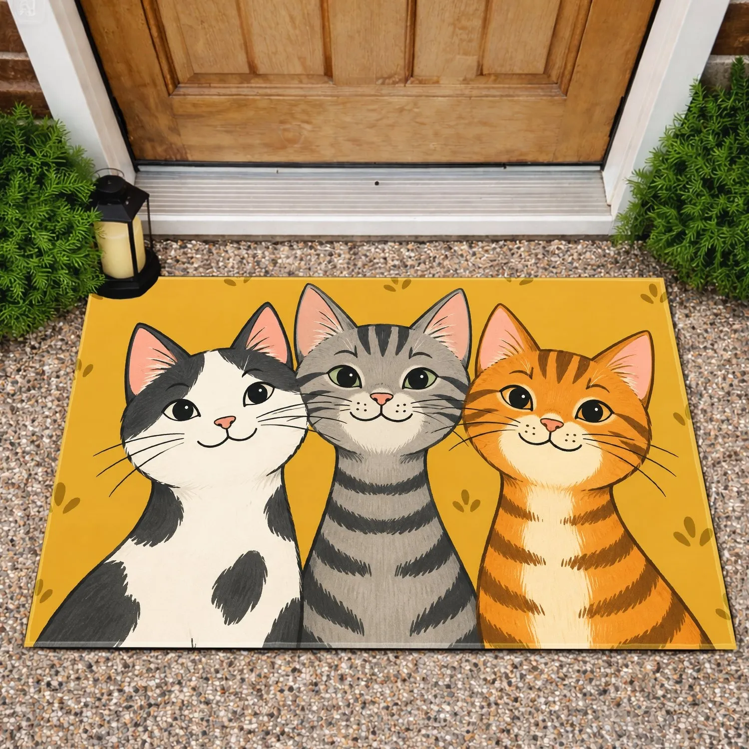Three Playful Cartoon Cats for Cozy Cat Lover Homes and Cheerful Everyday Entryways Doormat - 1