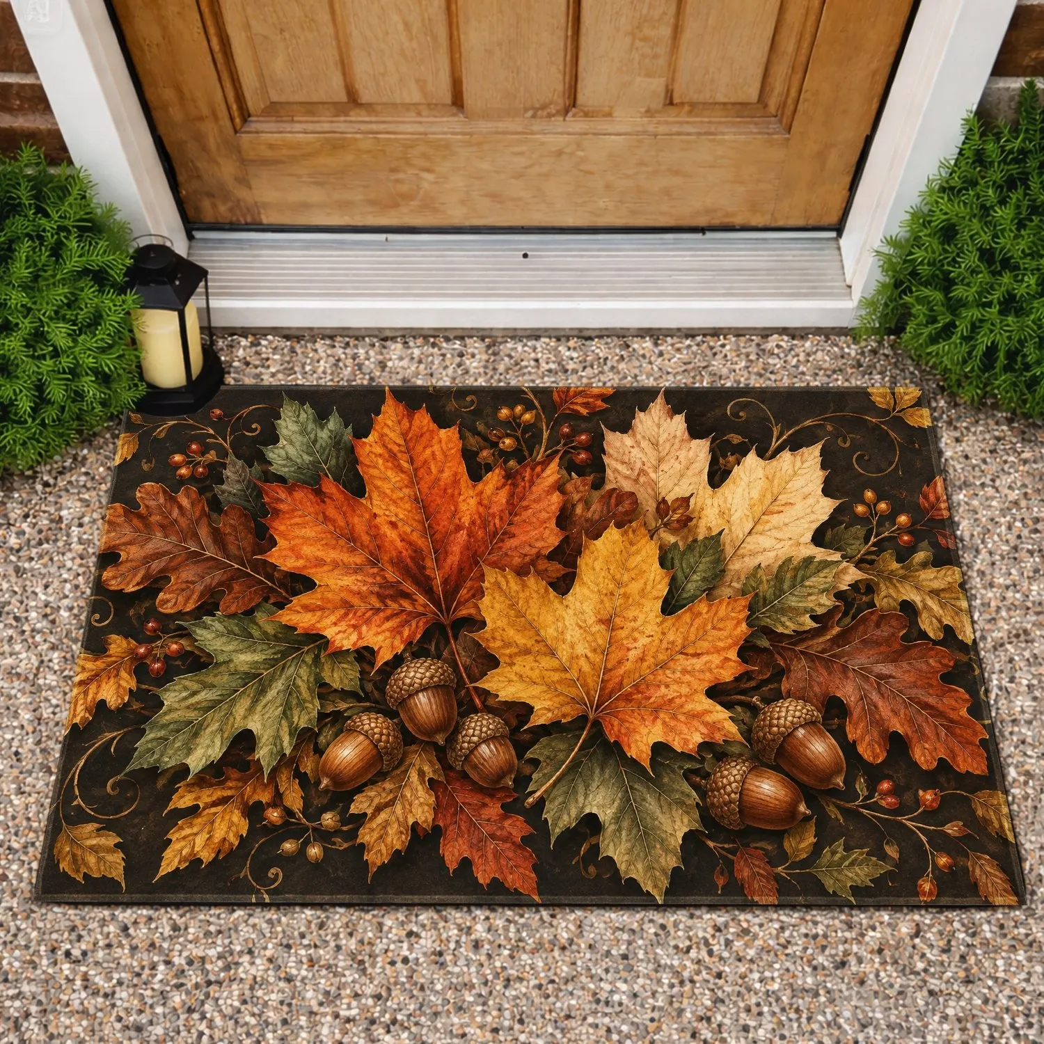 Autumn Maple And Oak Leaves With Acorns For Thanksgiving Seasonal Home Style Doormat - 1