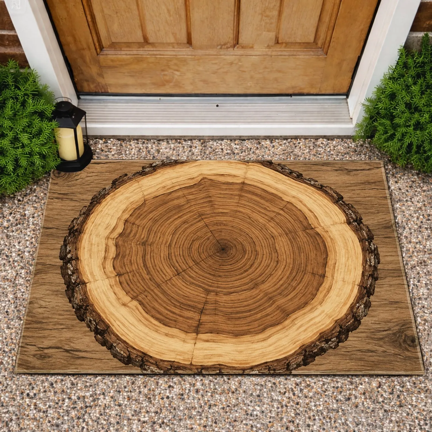Rustic Tree Ring Wood Slice Country Style for Cozy Farmhouse Living Doormat - 1