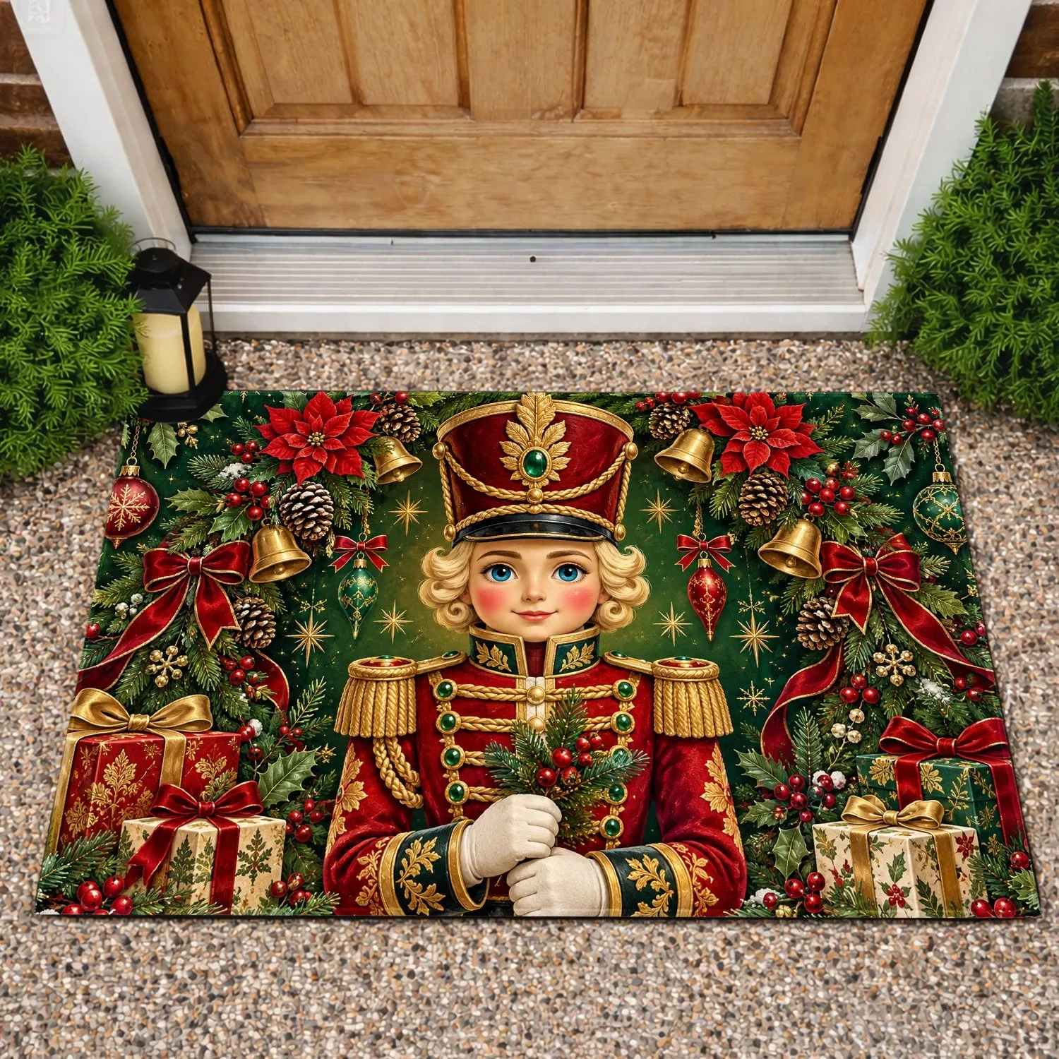 Vintage Nutcracker Soldier and Christmas Treasures for a Festive Winter Home Celebration Doormat - 1