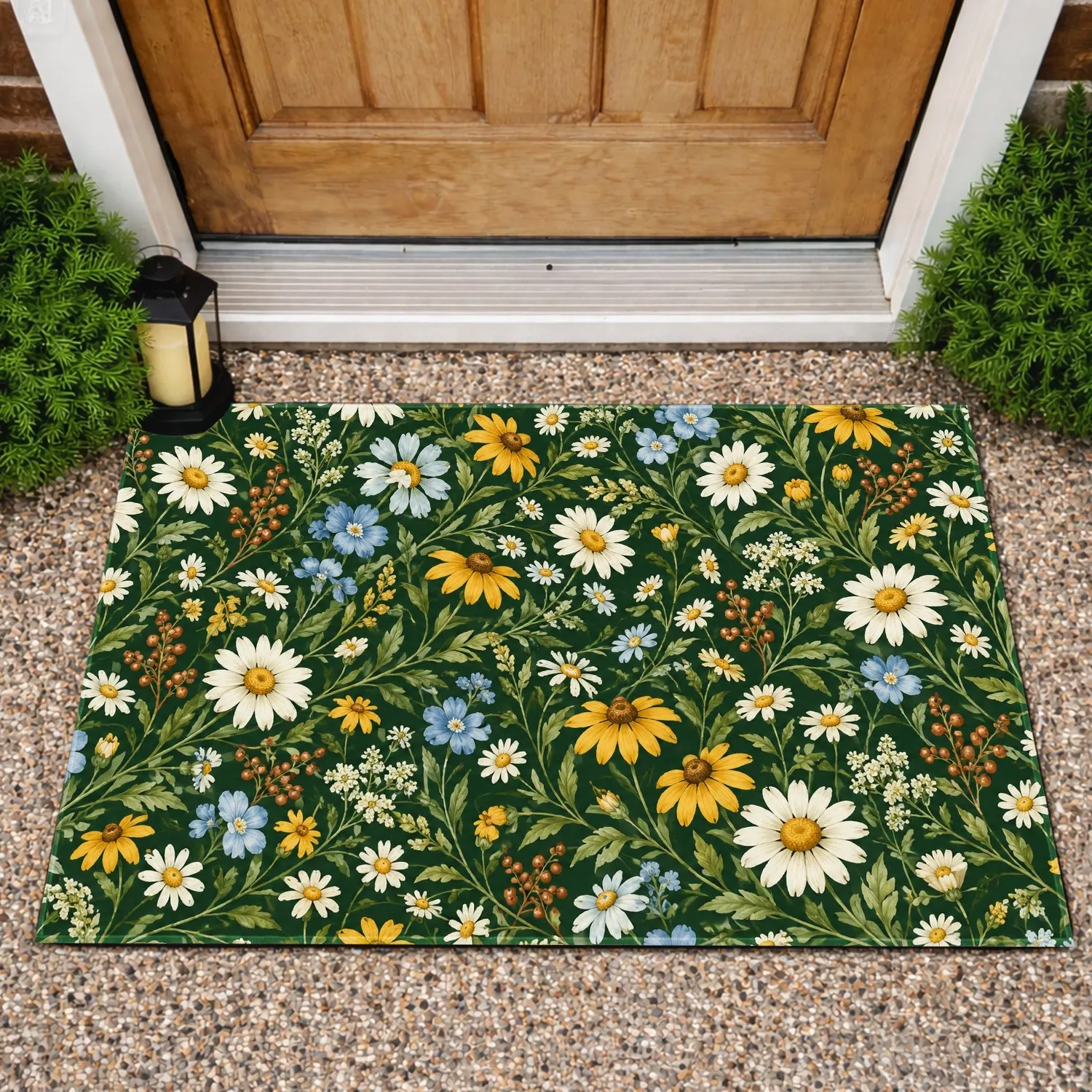 Wild Daisy Meadow Blooms for Cozy Autumn Cottage Living in Nature-Loving Homes All Season Doormat - 1