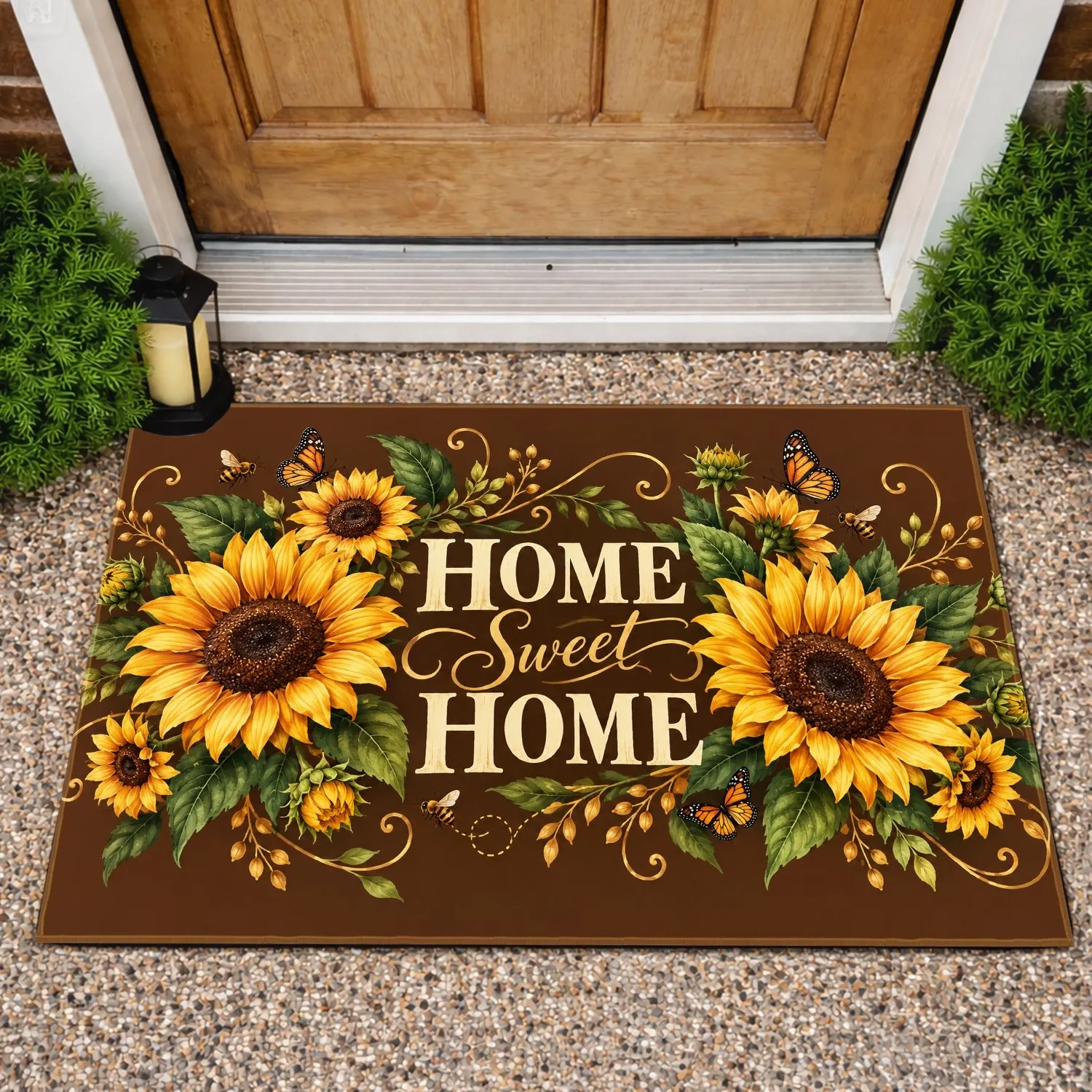 Sunflower Home Sweet Home Farmhouse Welcome Accent for Cozy Autumn Country Entryways Doormat - 1